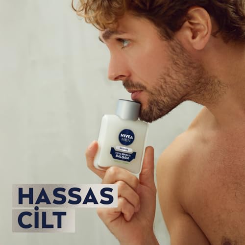 NIVEA MEN Erkek HassasTıraş Sonrası Balsam Hassas 100 ml,E Vitamini,ProVitamin B5,Alkolsüz Formül,Hassas Ciltler için Rahatlatıcı Tıraş Sonrası Bakım