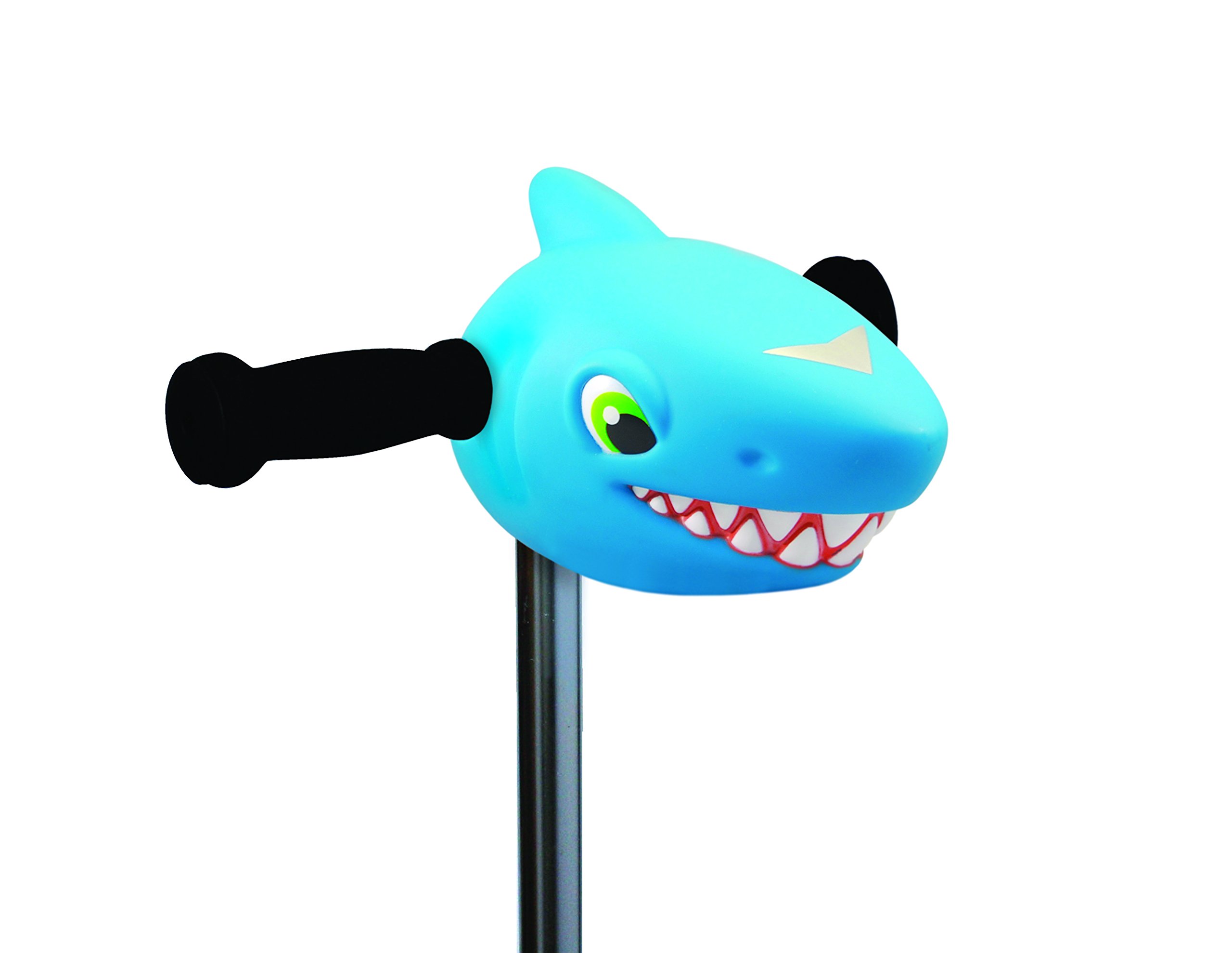 Scootaheadz Hai: Çocuklar için Scooter aksesuarı, Scooter, köpek balığı kafası, mavi, kırmızı ve gümüş rengi, standart 2 ve 3 tekerlekli scooter için uygundur.
