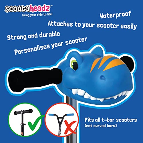 Scootaheadz Hai: Çocuklar için Scooter aksesuarı, Scooter, köpek balığı kafası, mavi, kırmızı ve gümüş rengi, standart 2 ve 3 tekerlekli scooter için uygundur.