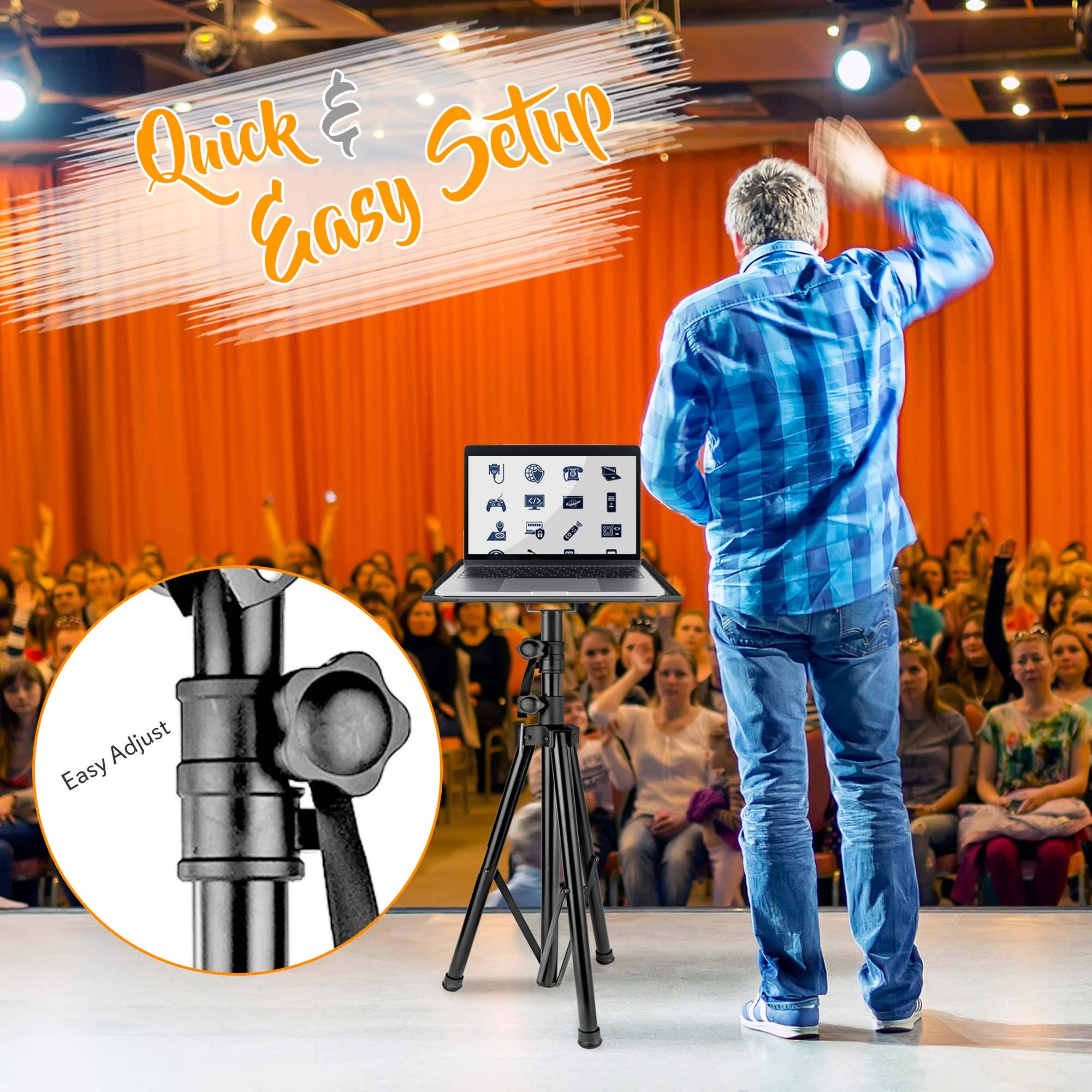 Pyle Projektör Standı Yüksekliği Ayarlanabilir – Dizüstü Bilgisayar Tripod Standı, Taşınabilir PA Hoparlör Standları, Daha Güçlü Destek, Ağır Hizmet Tipi Metal Ayakta Stand