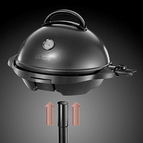 George Foreman Indoor/Outdoor Izgara: Ayakta Izgara ve Masa Izgarası (Iç ve Dış Mekan Kullanımı, Balkon ve Mutfak, Çap 44,5 Cm, Sıcaklık Göstergesi, Yağ Damlama Tepsisi, 22460-56