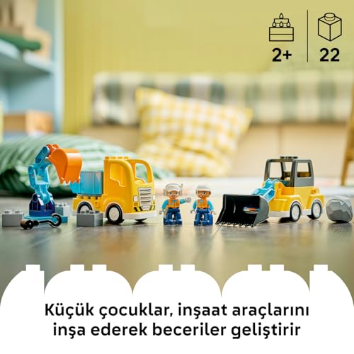 LEGO DUPLO Kasabası 3'ü 1 Arada İnşaat Araçları 10475-2 Yaş ve Üzeri Çocuklar için İnşaatçı Figürü İ