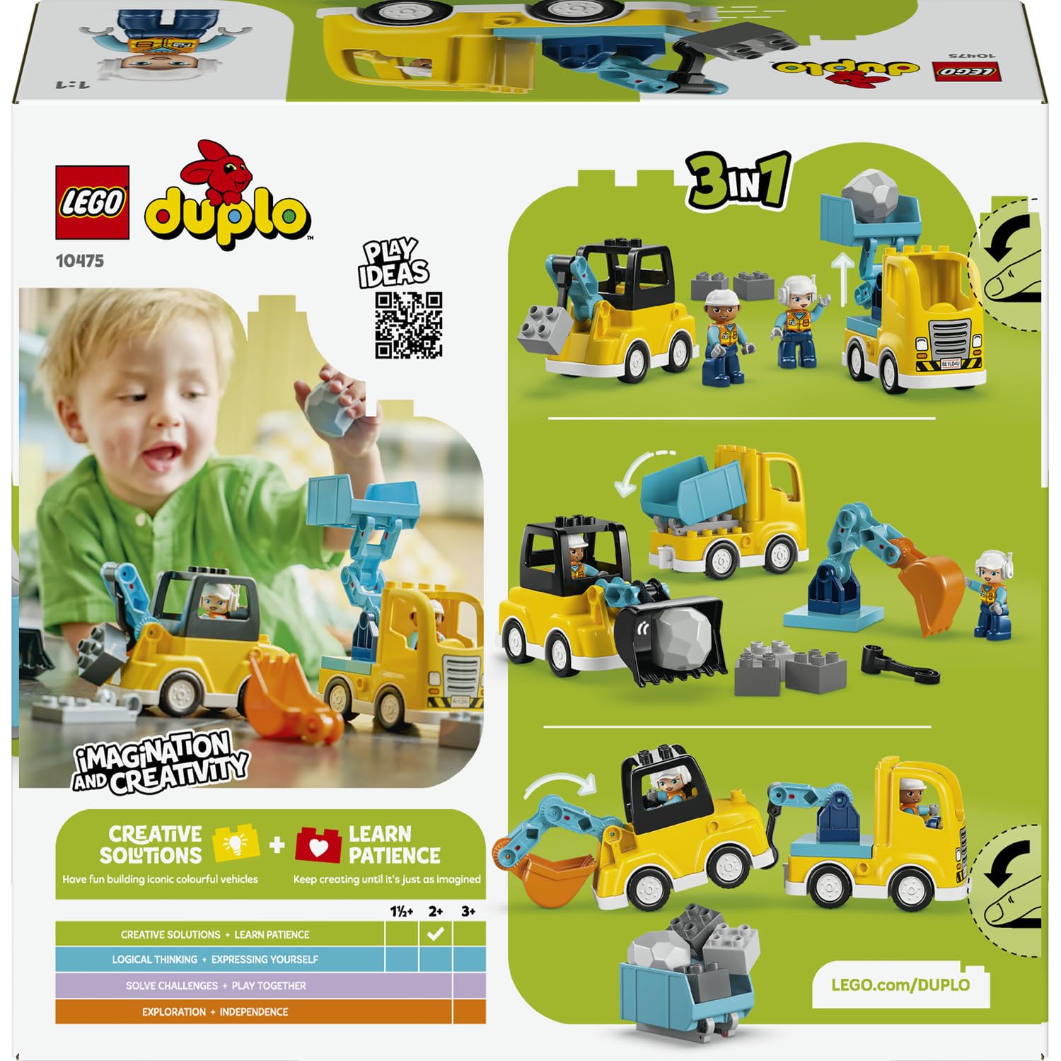 LEGO DUPLO Kasabası 3'ü 1 Arada İnşaat Araçları 10475-2 Yaş ve Üzeri Çocuklar için İnşaatçı Figürü İ