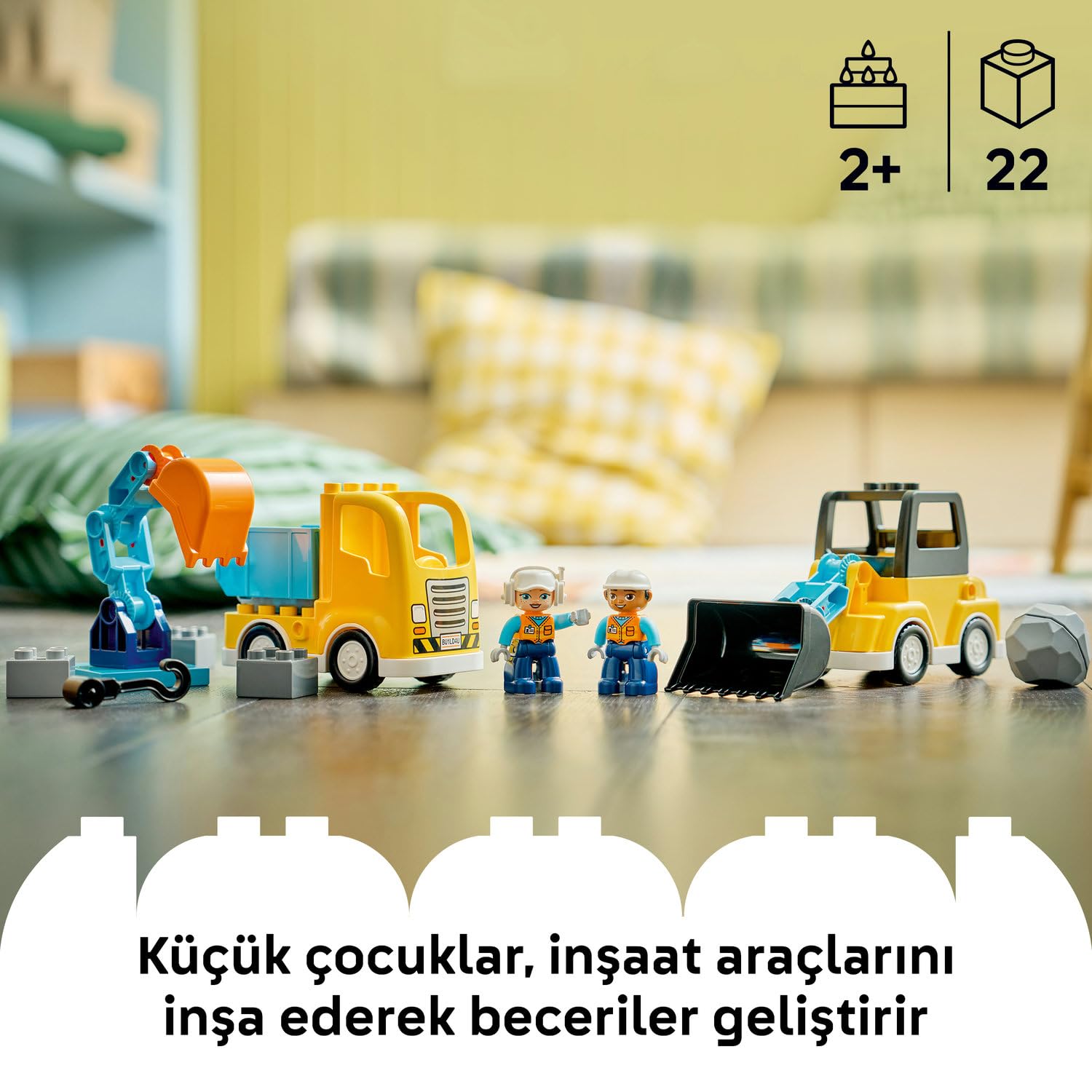 LEGO DUPLO Kasabası 3'ü 1 Arada İnşaat Araçları 10475-2 Yaş ve Üzeri Çocuklar için İnşaatçı Figürü İ