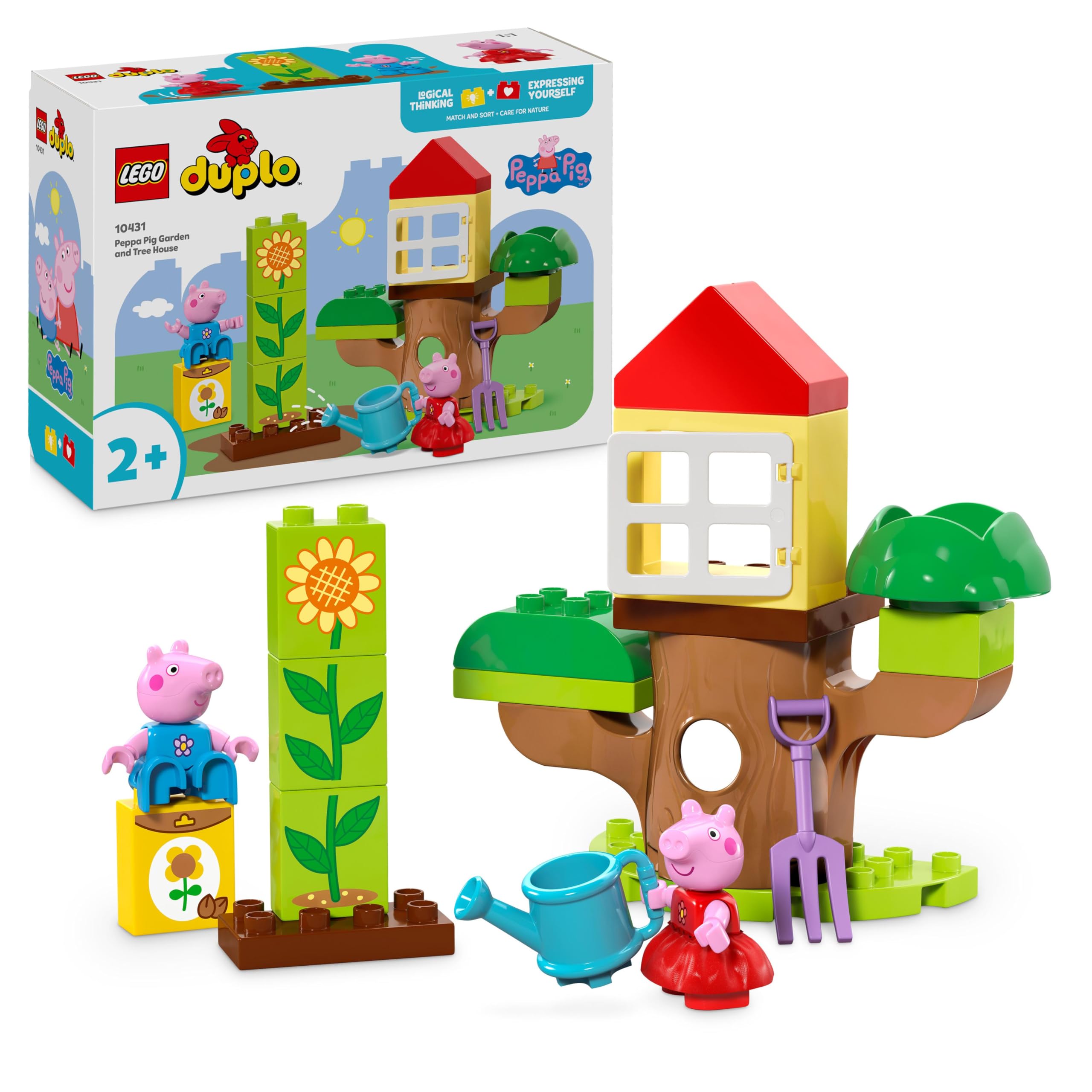 LEGO DUPLO Peppa Pig Bahçe ve Ağaç Ev 10431-2 Yaş ve Üzeri Çocuklar için Peppa Pig Minifigürü İçeren Eğitici Oyuncak Yapım Seti (20 Parça)