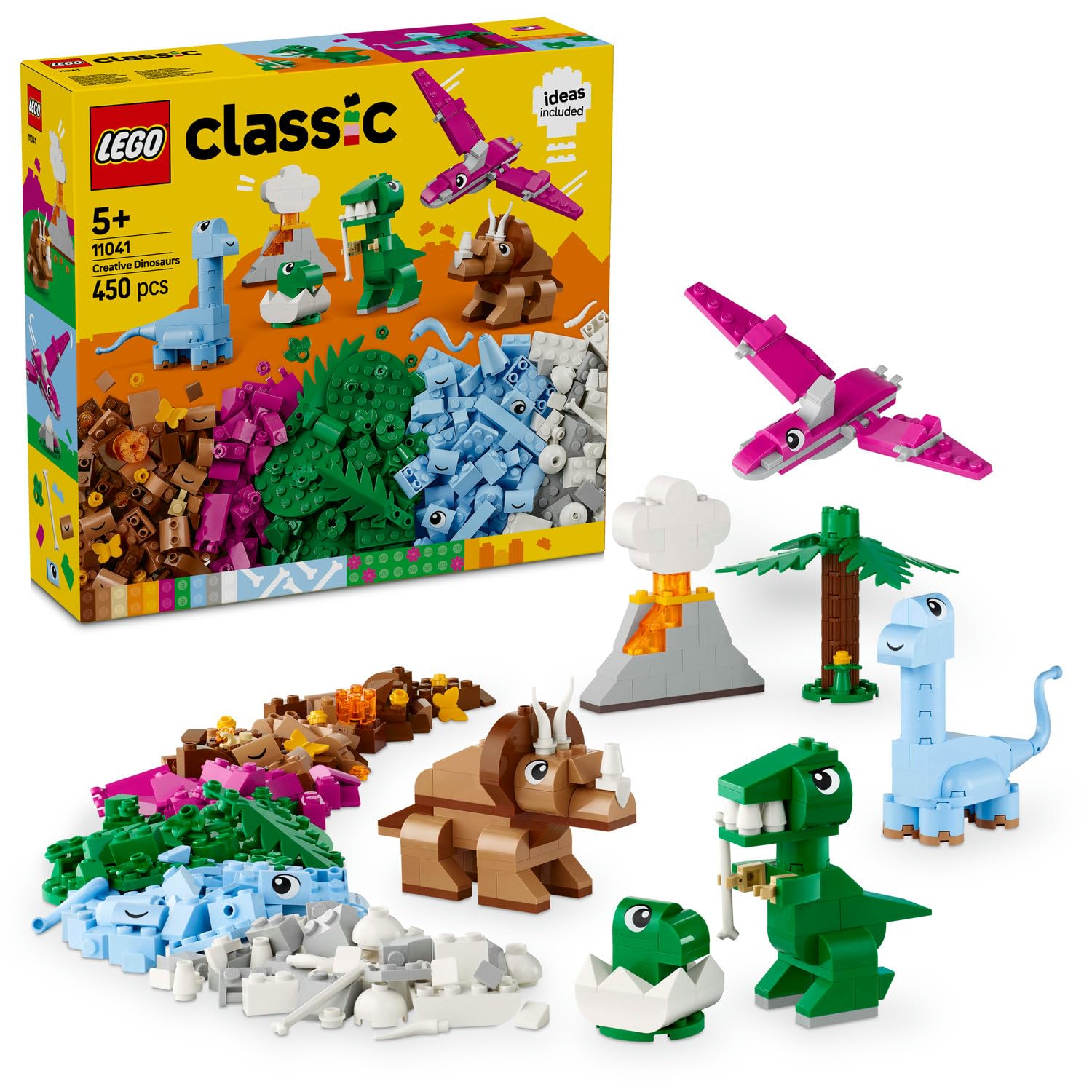LEGO Classic Yaratıcı Dinozorlar 11041-5 Yaş ve Üzeri Çocuklar için Yaratıcı ve Eğlenceli Oyuncak Yapım Seti (450 Parça)