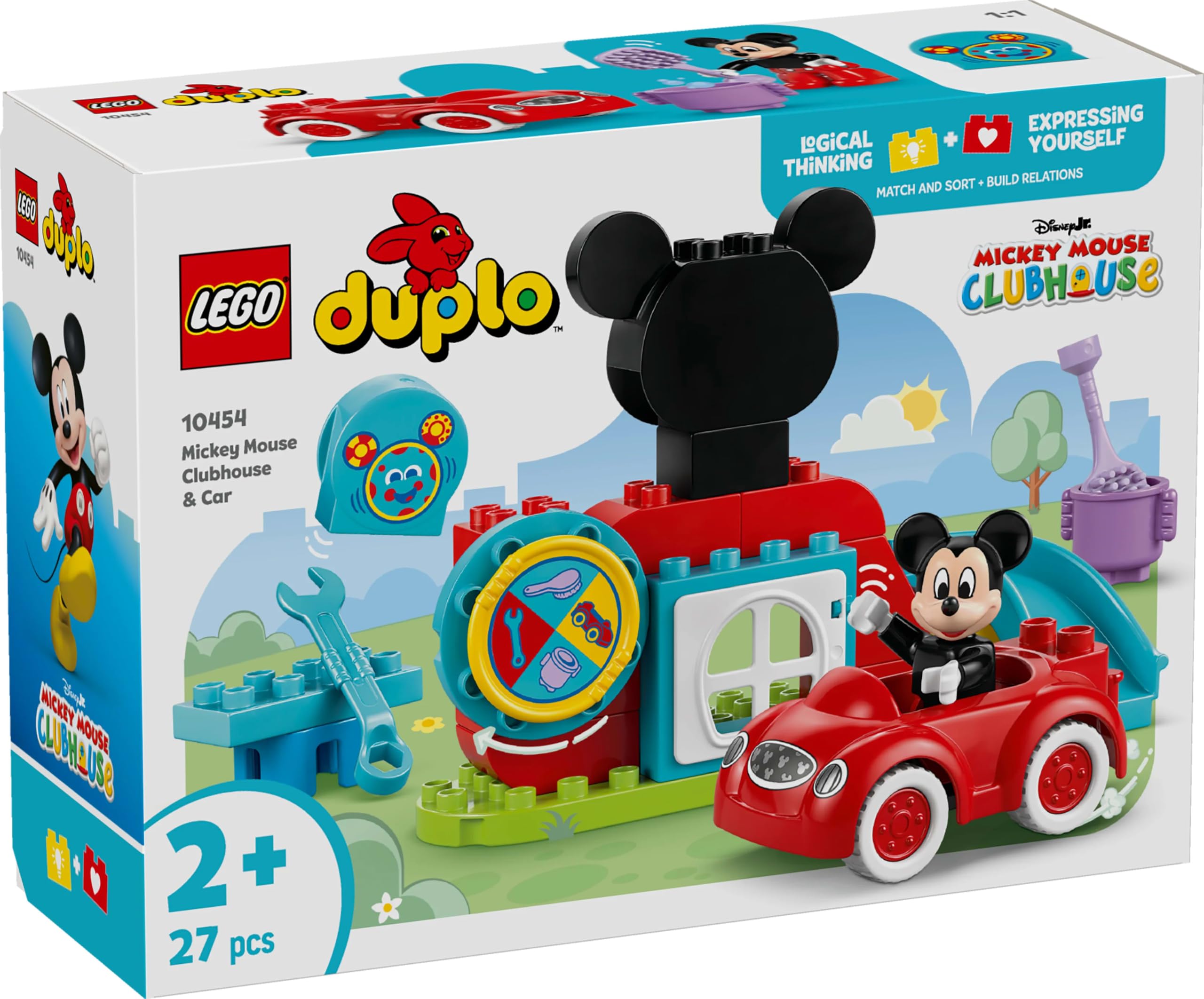 LEGO DUPLO | Disney Mickey Fare’nin Kulüp Evi ve Arabası 10454-2 Yaş ve Üzeri Çocuklar için Eğitici Oyuncak Yapım Seti, Doğum Günü Hediyesi (27 Parça)
