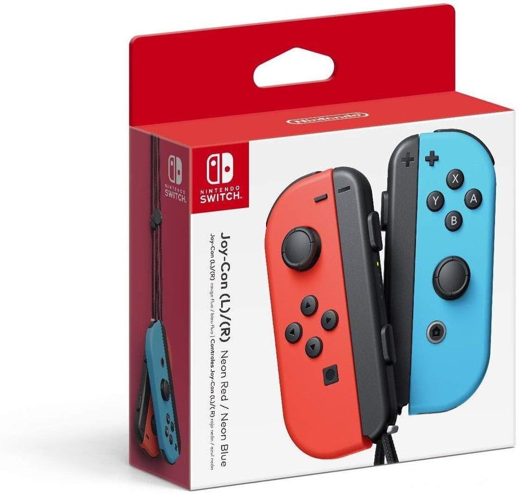 NINTENDO Resmi Anahtar - Joy-Con Controller Çifti - Neon Kırmızı/Neon Mavi (Anahtar)