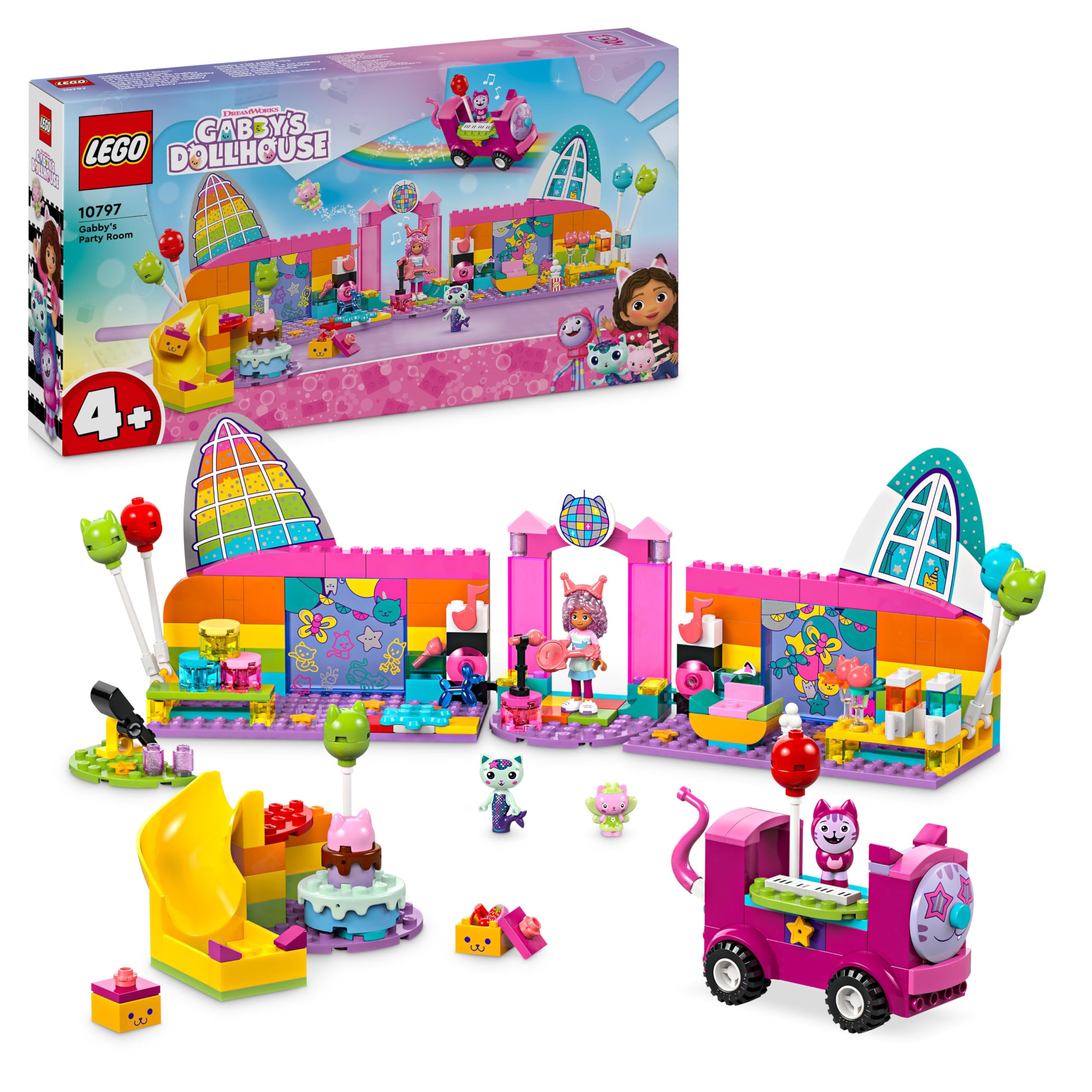 LEGO Gabby’nin Parti Odası 10797 – 4 Yaş ve Üzeri Çocuklar Doğum Günü Hediyesi Fikri, Parti Oyuncakları, Mini Bebek Figürleri ve Hayvan Figürleri İçeren Yaratıcı Oyuncak Yapım Seti (252 Parça)