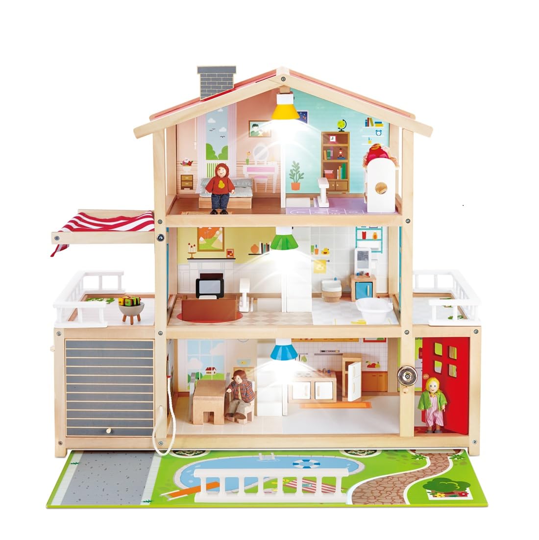 Hape -Hape E3405 - bebek villa aksesuarlarla oyuncak ev, ahşap