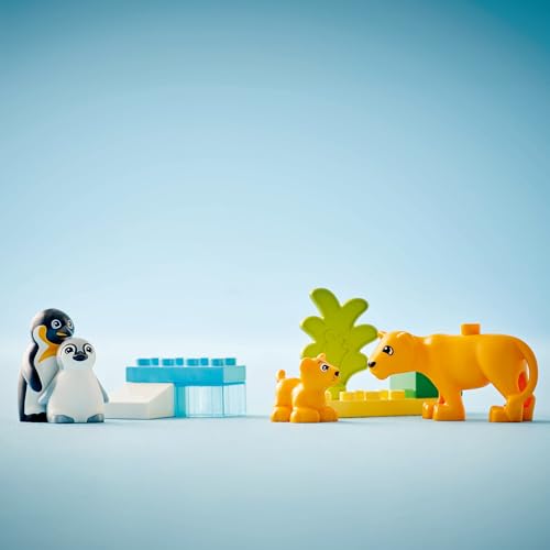 LEGO DUPLO Town Vahşi Hayvan Aileleri: Penguenler ve Aslanlar 10442-2 Yaş ve Üzeri Çocuklar için Eğitici ve Yaratıcı Oyuncak Yapım Seti (10 Parça)