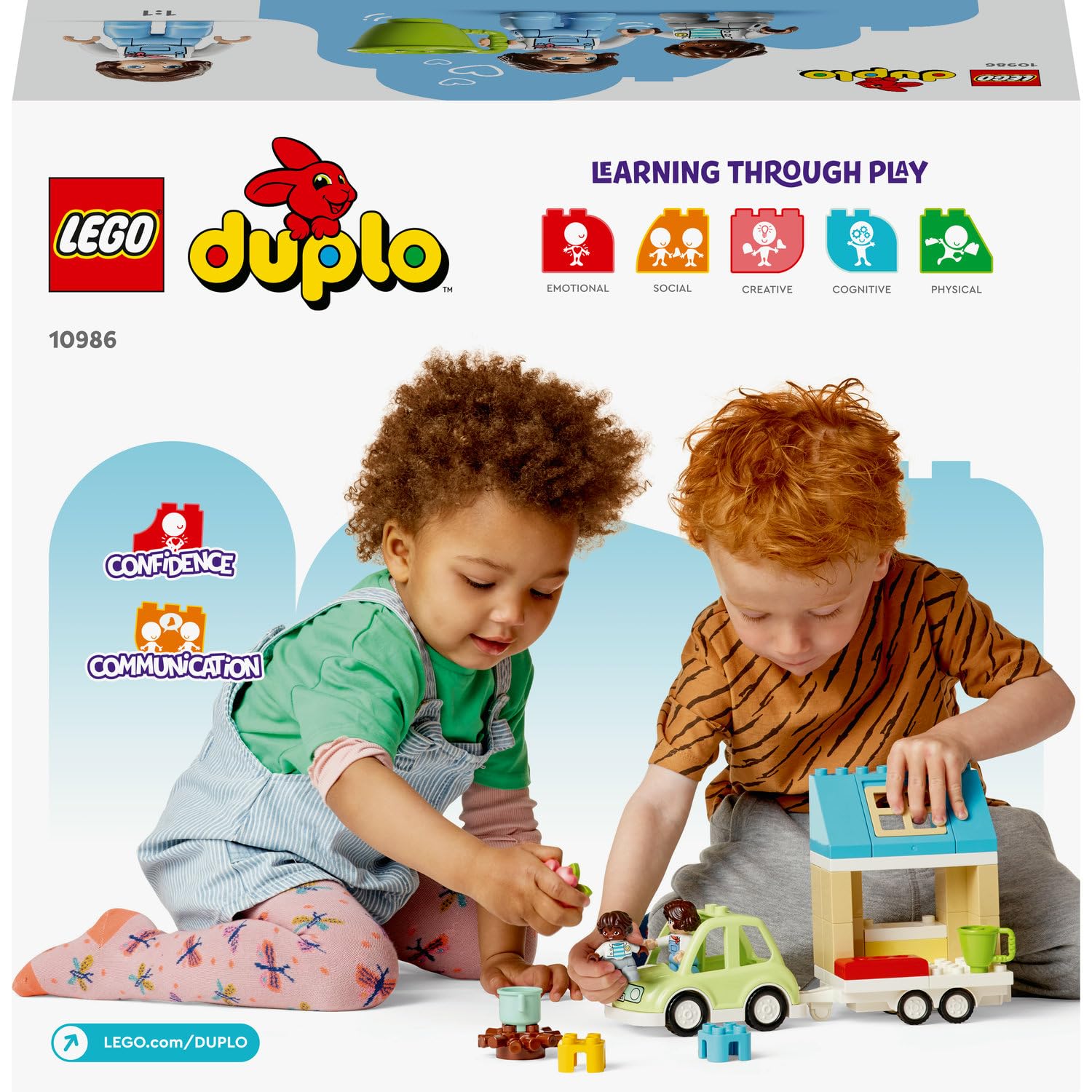 LEGO DUPLO Kasabası Tekerlekli Aile Evi 10986 – 2 Yaş ve Üzeri Çocuklar için Hediye Fikri, Tekerlekli Oyuncak Ev, Araba, Kamp Ateşi, Fincan ve 2 Figür İçeren Yaratıcı Oyuncak Yapım Seti (31 Parça)