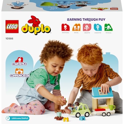 LEGO DUPLO Kasabası Tekerlekli Aile Evi 10986 – 2 Yaş ve Üzeri Çocuklar için Hediye Fikri, Tekerlekli Oyuncak Ev, Araba, Kamp Ateşi, Fincan ve 2 Figür İçeren Yaratıcı Oyuncak Yapım Seti (31 Parça)