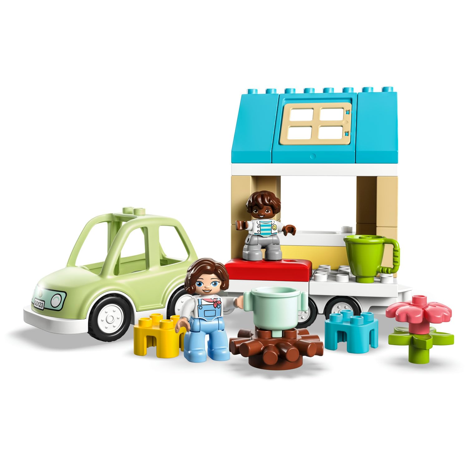 LEGO DUPLO Kasabası Tekerlekli Aile Evi 10986 – 2 Yaş ve Üzeri Çocuklar için Hediye Fikri, Tekerlekli Oyuncak Ev, Araba, Kamp Ateşi, Fincan ve 2 Figür İçeren Yaratıcı Oyuncak Yapım Seti (31 Parça)