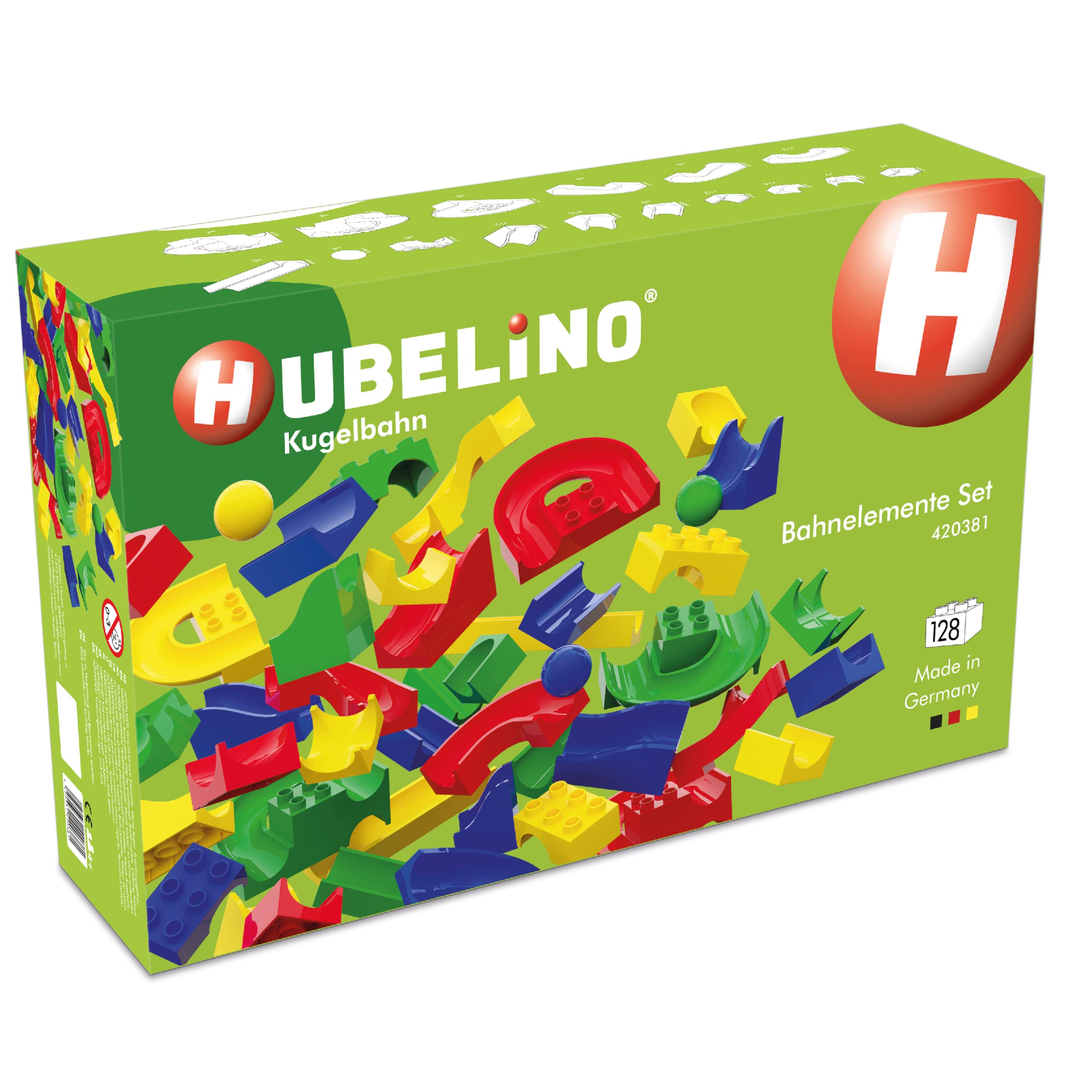 Hubelino 420381 – Bilya pisti – Bahnelemente set – 4 yaşından itibaren (% 100 uyumlu Duplo) – 128 parçalar