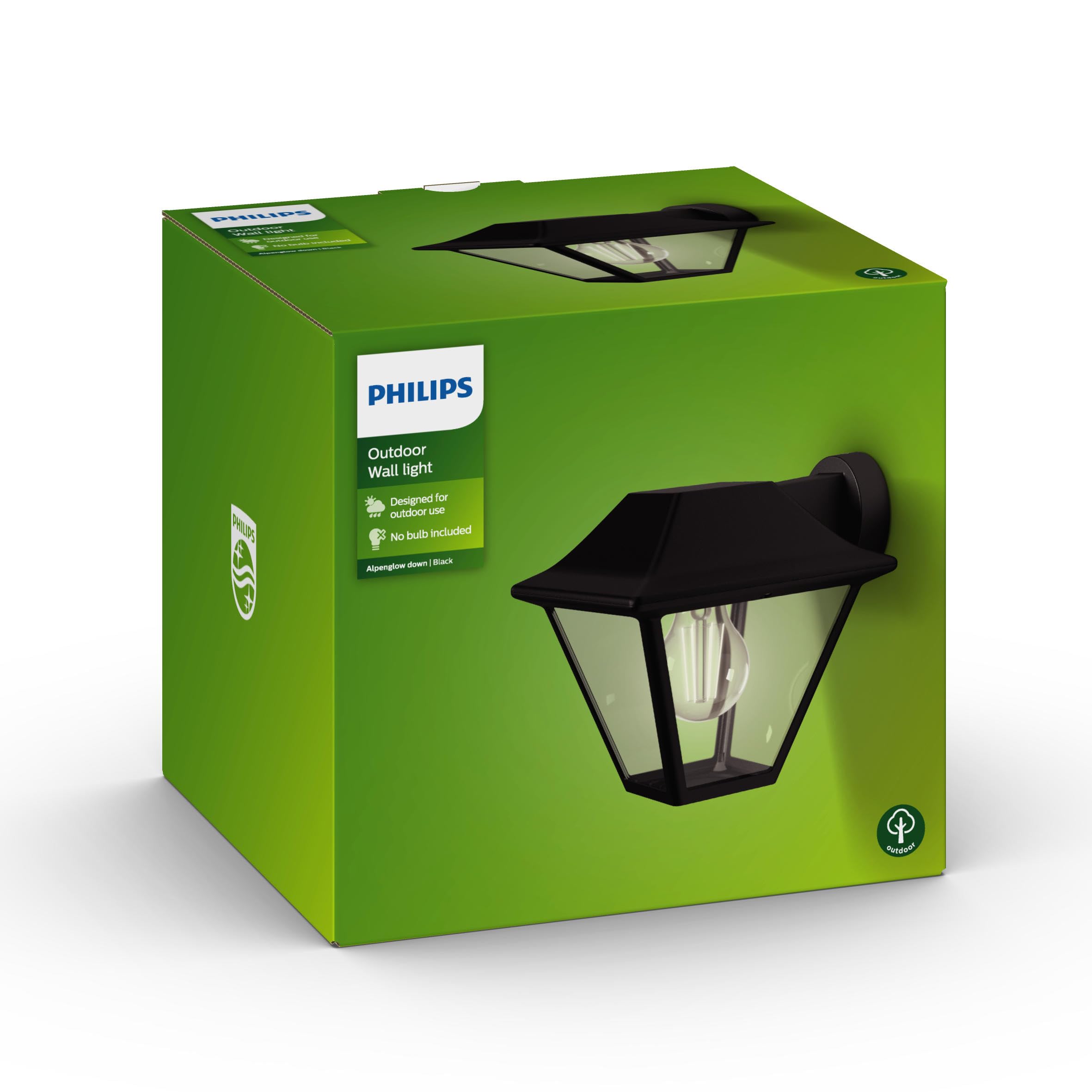 Philips myGarden Alpenglow dış duvar lambası, siyah, plastik difüzör, bahçe lambası