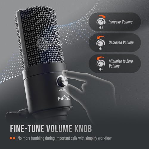 FIFINE USB Mikrofon, Dizüstü Bilgisayar için Metal Kondenser Kayıt Mikrofonu MAC veya Windows Kardioid Stüdyo Kayıt Vokalleri, Seslendirmeler, Yayın Akışı ve YouTube Videoları-K669B