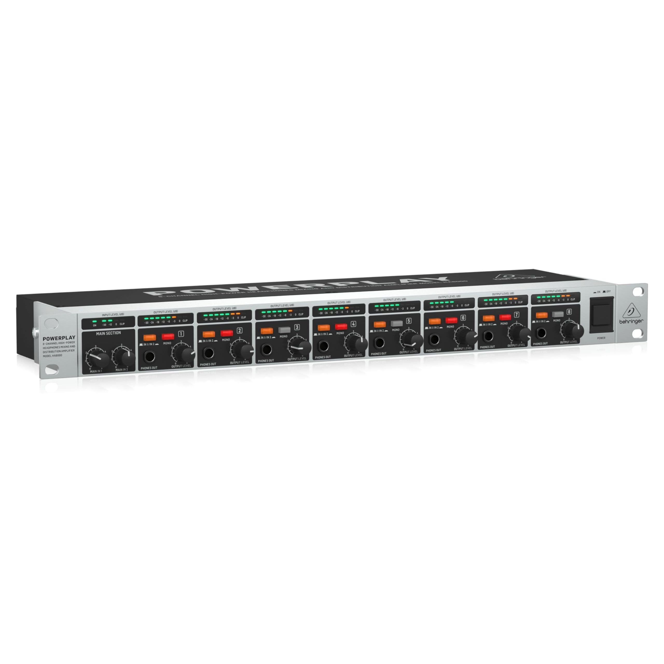 BEHRINGER POWERPLAY HA8000 V2 8-Kanal Yüksek Çıkışlı Kulaklık Mix ve Dağıtım Amfisi