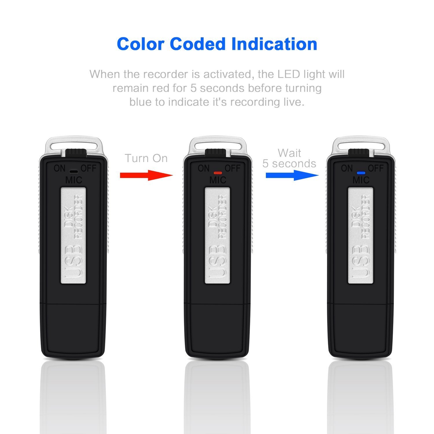 Gocheer dijital ses 8 GB Profesyonel şarj edilebilir USB etkinleştirmek için Sprachaufzeichnungsgeraet Flash Drive kullanışlı Diktator Recorder mini taşınabilir kayıt kalem Alet