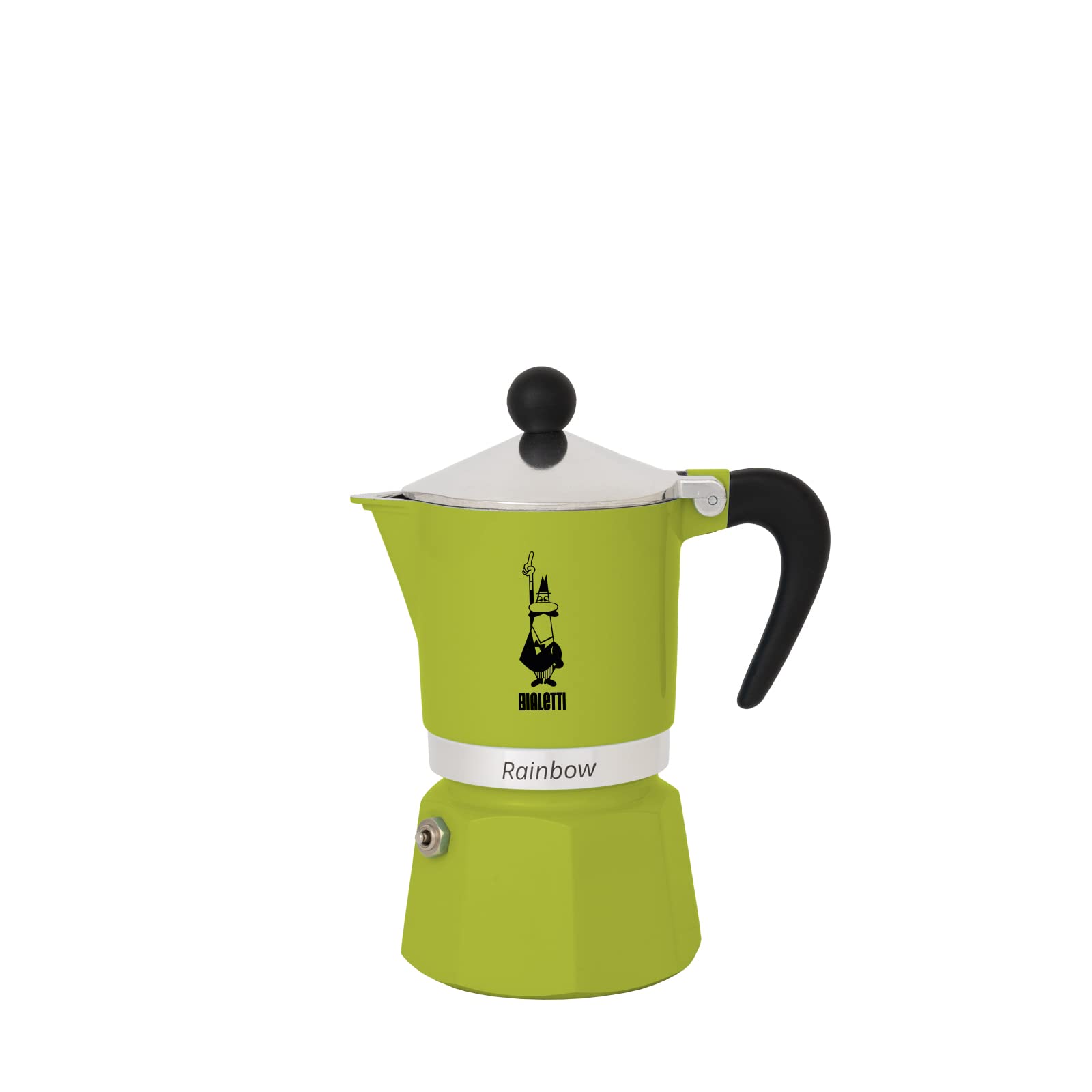 Bialetti - Rainbow: 1 Cup Ocak Üstü Espresso Pişirici - 60ml - Yeşil Renk - Alüminyum Gövde - Patent