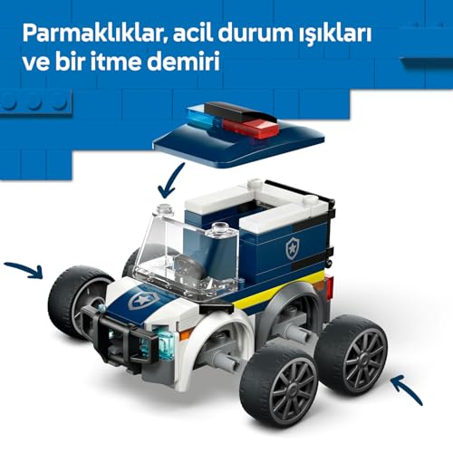 LEGO City Araçlar - Polis Kamyonu 60481 – 5 Yaş ve Üzeri Erkek ve Kız Çocuklar için Polis Memuru Minifigürü İçeren Yaratıcı Oyuncak Araba Yapım Seti, Çocuklar için Eğlenceli Hediye Fikri (71 Parça)