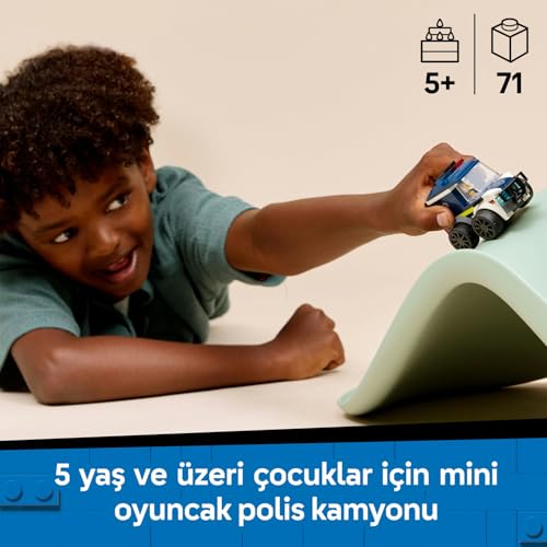 LEGO City Araçlar - Polis Kamyonu 60481 – 5 Yaş ve Üzeri Erkek ve Kız Çocuklar için Polis Memuru Minifigürü İçeren Yaratıcı Oyuncak Araba Yapım Seti, Çocuklar için Eğlenceli Hediye Fikri (71 Parça)