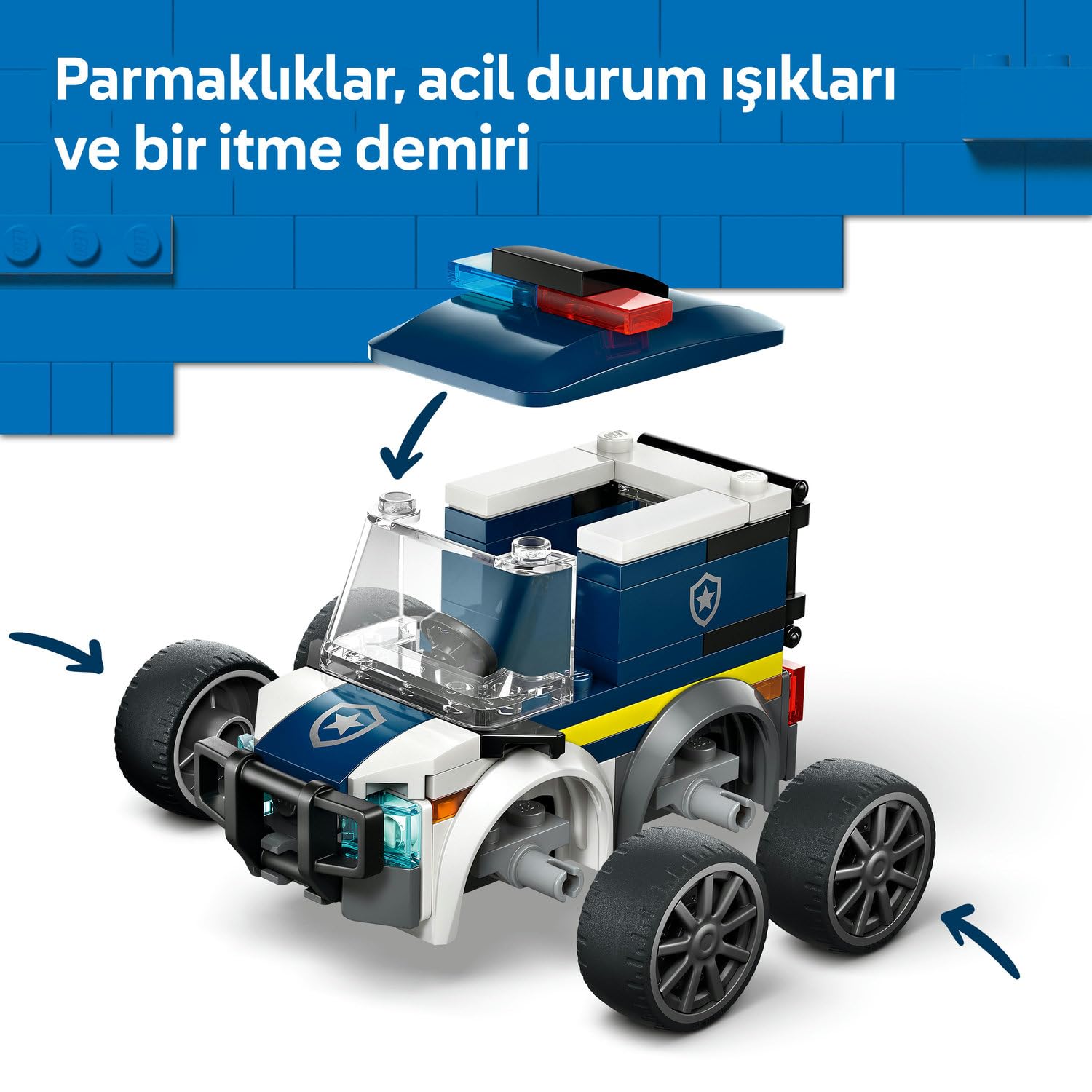 LEGO City Araçlar - Polis Kamyonu 60481 – 5 Yaş ve Üzeri Erkek ve Kız Çocuklar için Polis Memuru Minifigürü İçeren Yaratıcı Oyuncak Araba Yapım Seti, Çocuklar için Eğlenceli Hediye Fikri (71 Parça)