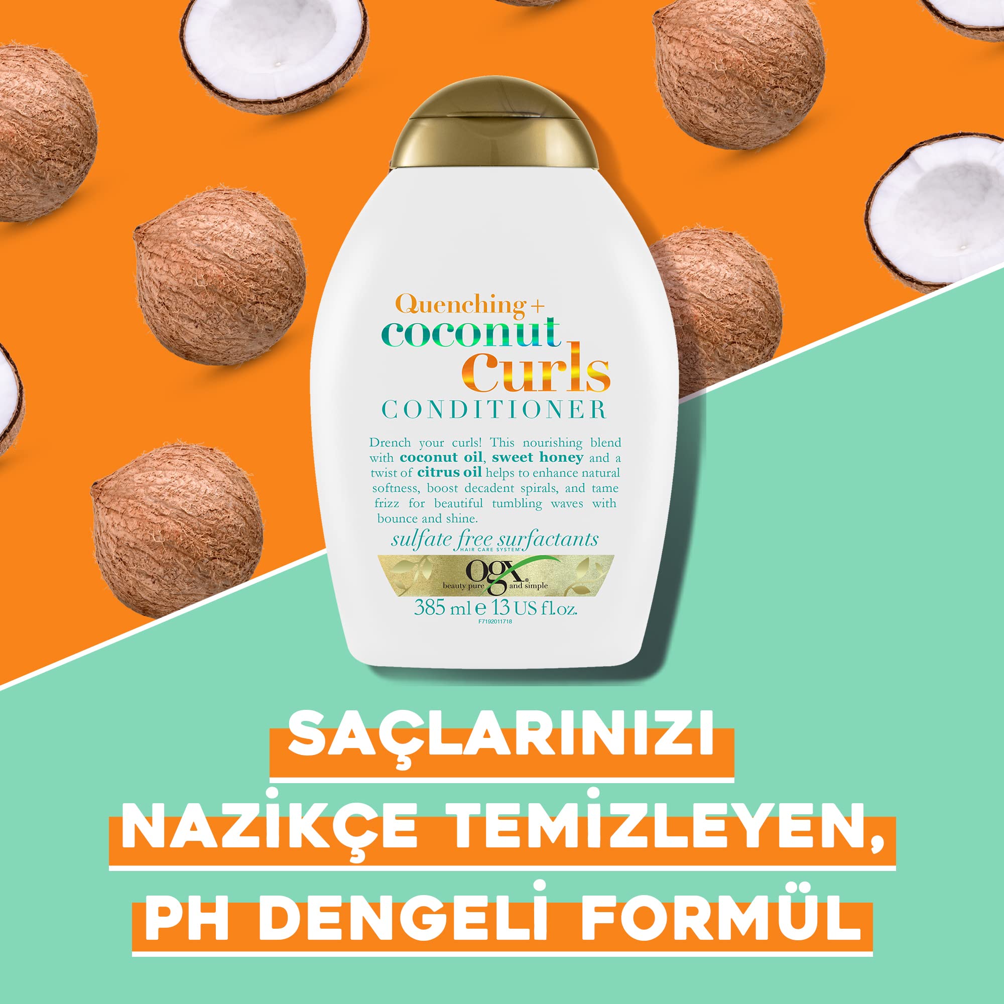ogx bukleli saçlar için nemlendirici coconut curls sülfatsız bakım kremi (385 ml)