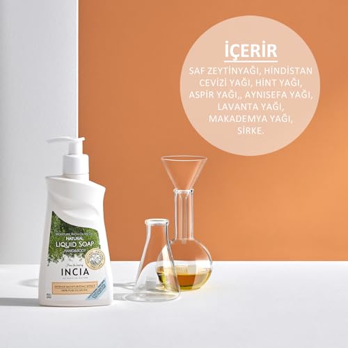 INCIA%100 Doğal Sıvı Kastil Sabunu Yoğun Nemlendirici Zeytinyağlı 10 Bitkisel Değerli Yağ Vegan 250 ml
