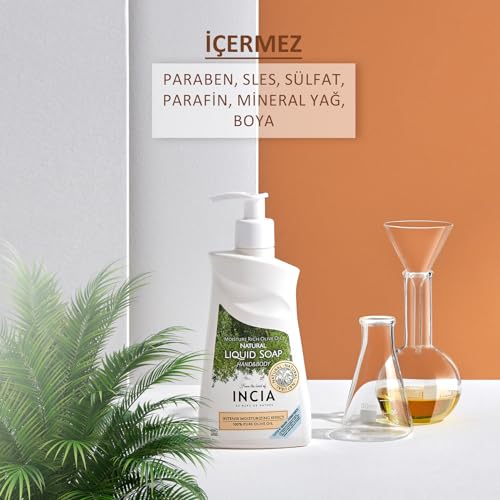 INCIA%100 Doğal Sıvı Kastil Sabunu Yoğun Nemlendirici Zeytinyağlı 10 Bitkisel Değerli Yağ Vegan 250 ml