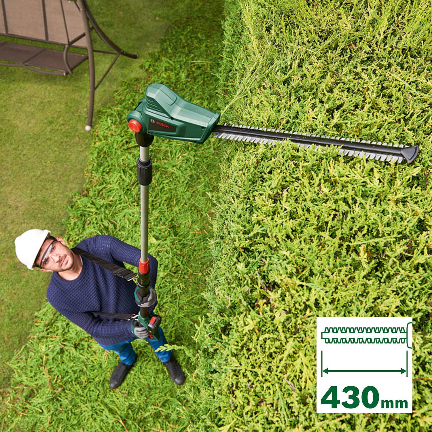 Bosch pil teleskop çalı budama Universalhedgepole 18 (pil, şarj cihazı, karton, 18 Volt System, 2,5 Ah)