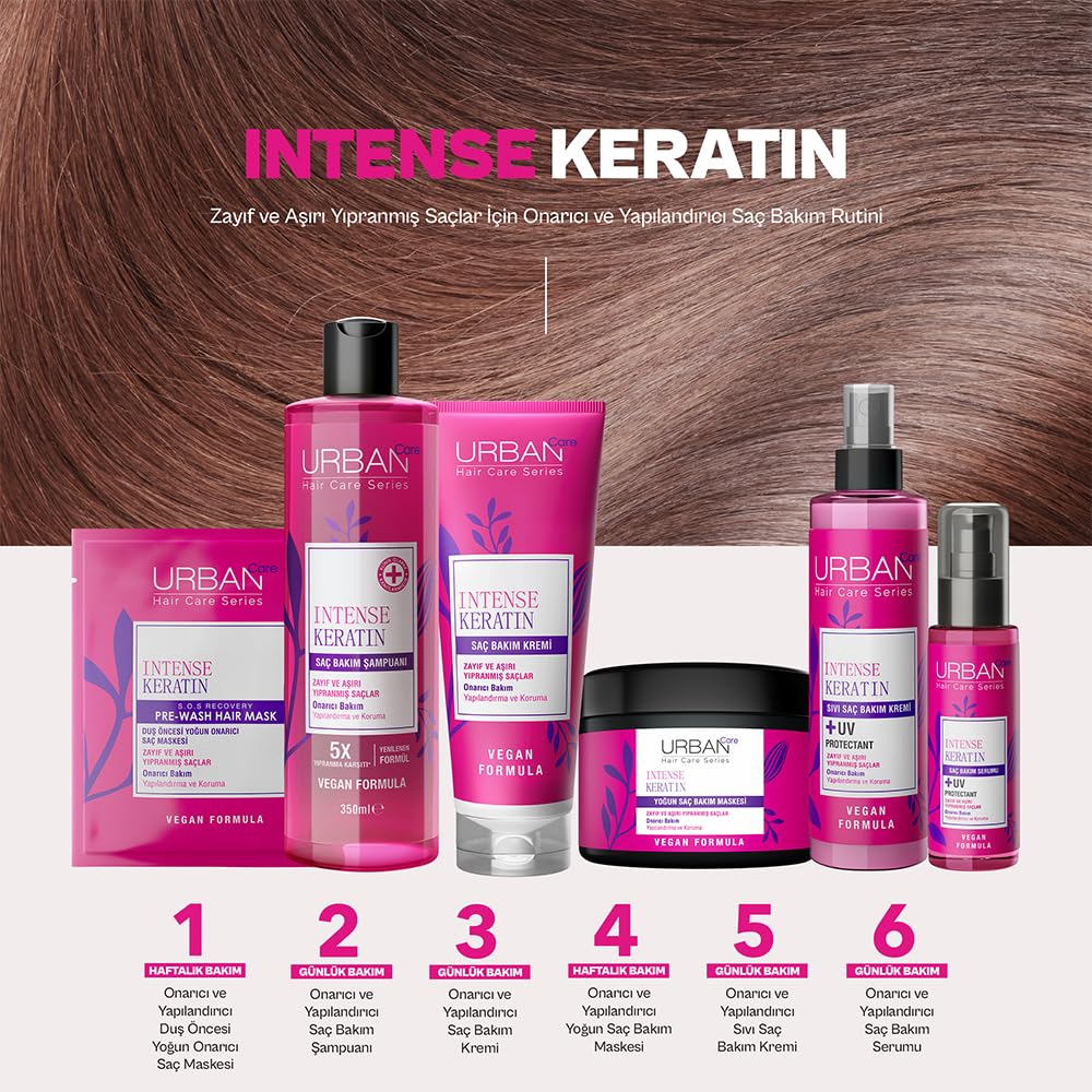 URBAN Care Intense Keratin Aşırı Yıpranmış Cansız Saçlara Özel Sıvı Saç Bakım Kremi 200 ml- Vegan