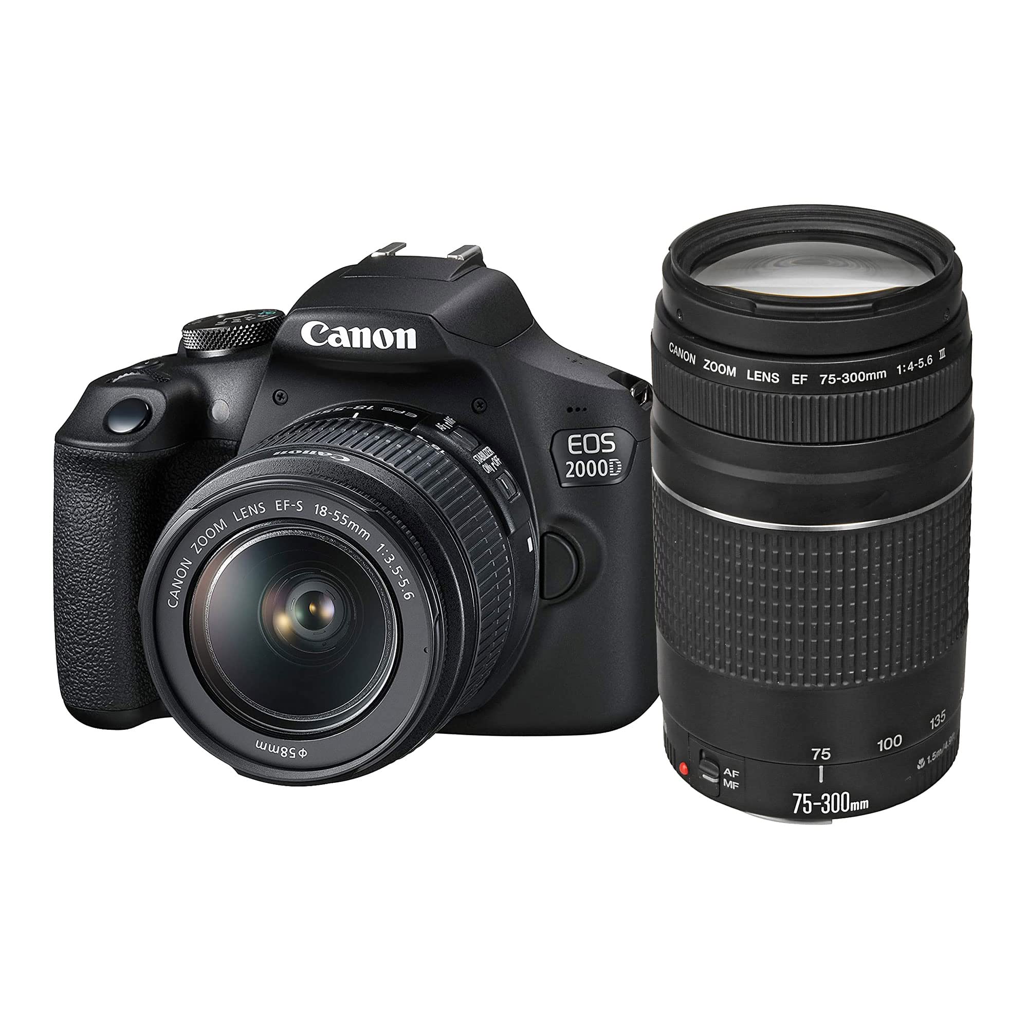 Canon EOS 2000D 18-55mm Is +75-300mm Fotoğraf Makinesi Full HD, Siyah, 2 Yıl (Canon Eurasia Garantili)