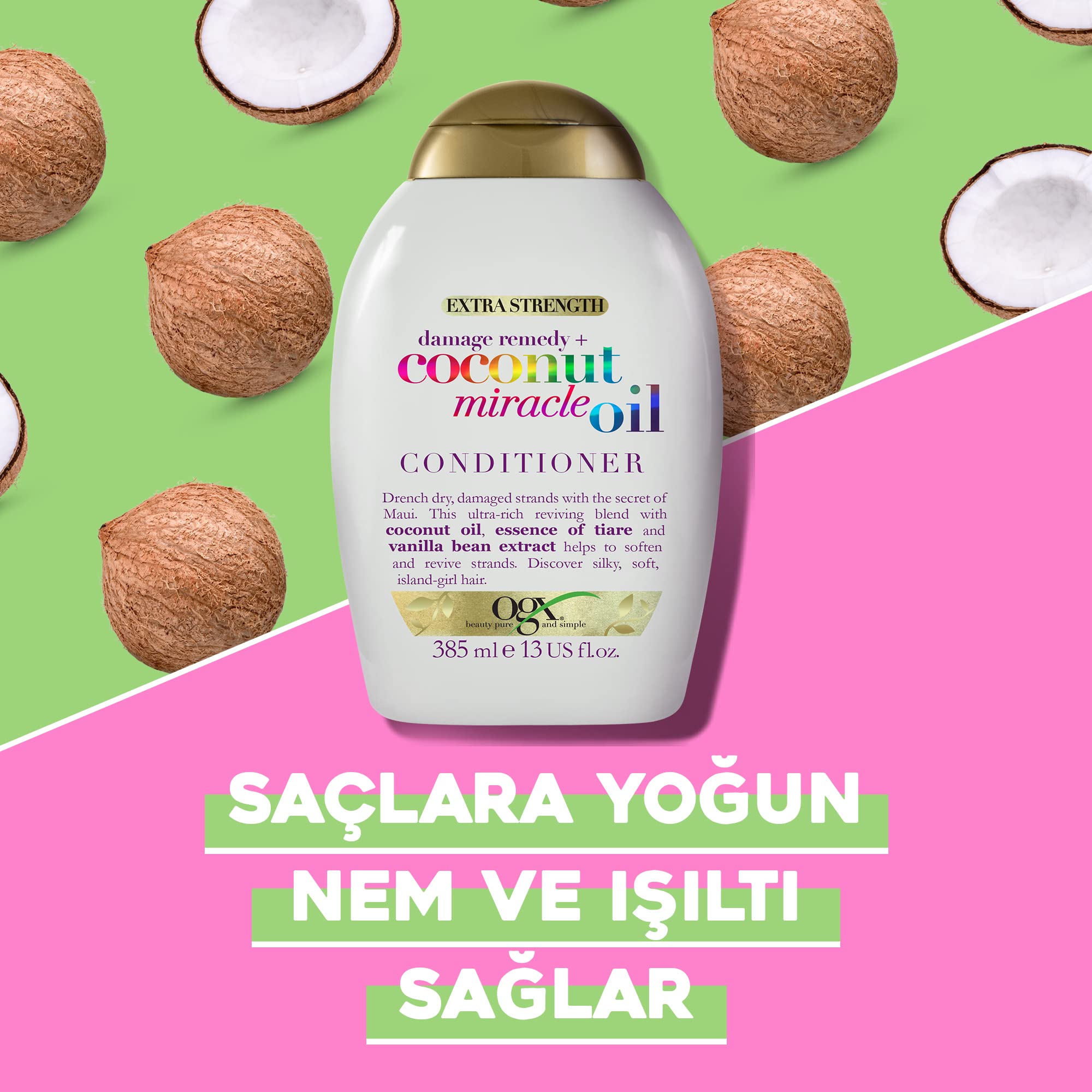 ogx yıpranma karşıtı coconut miracle oil saç bakım kremi 385 ml