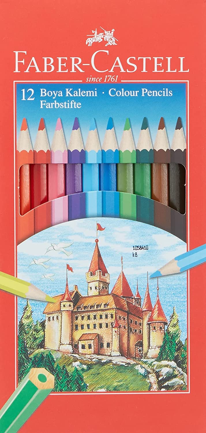 Faber-Castell Karton Kutu Renkli Boya Kalemi, 12 Renk, Yumuşak ve Canlı Renkler, Kolay Açılır, Kırılmaya Dayanıklı Uçlar, Uç Kırılmasına Karşı Dayanıklılığı Artıran Özel Yapıştırma Sistemi