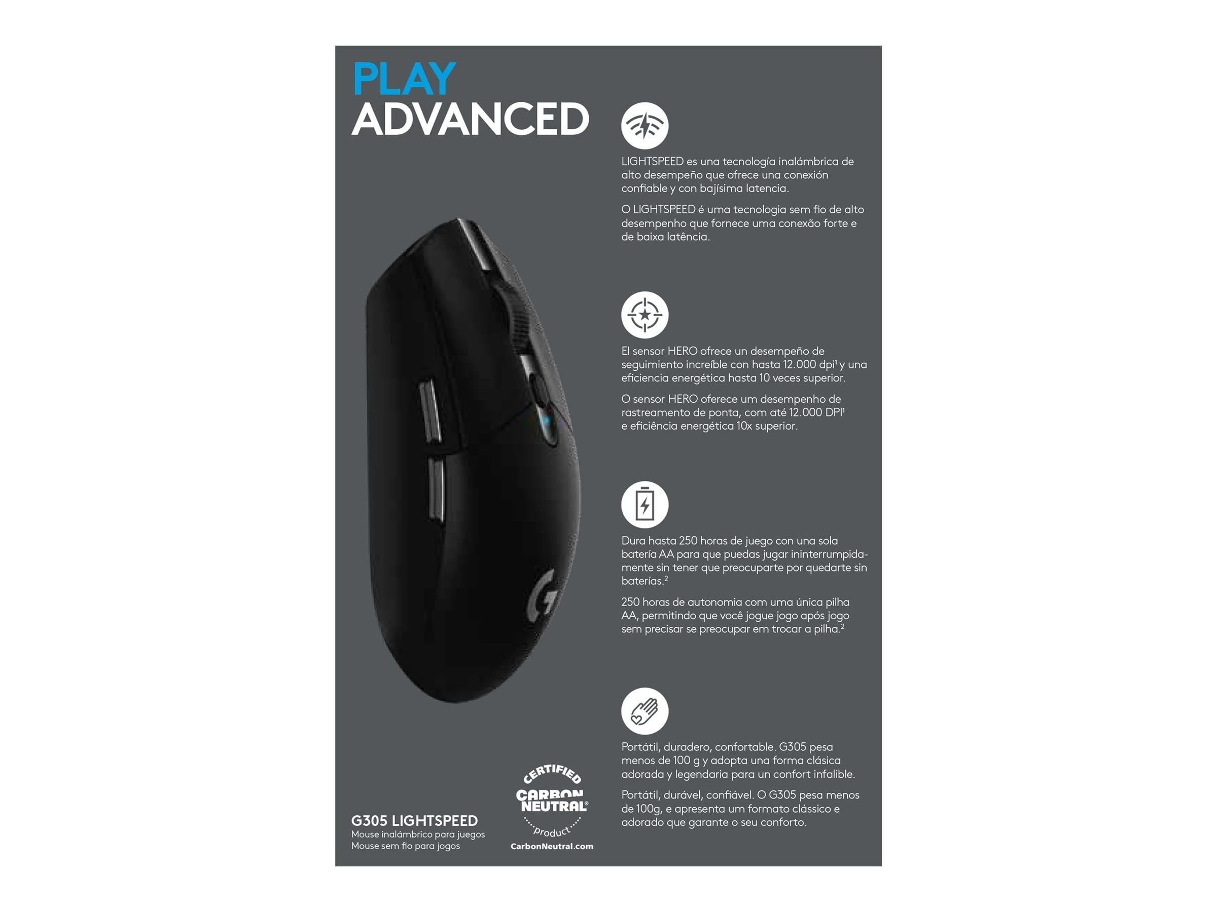 Logitech G305 Lightspeed Kablosuz Gaming Mouse, Siyah