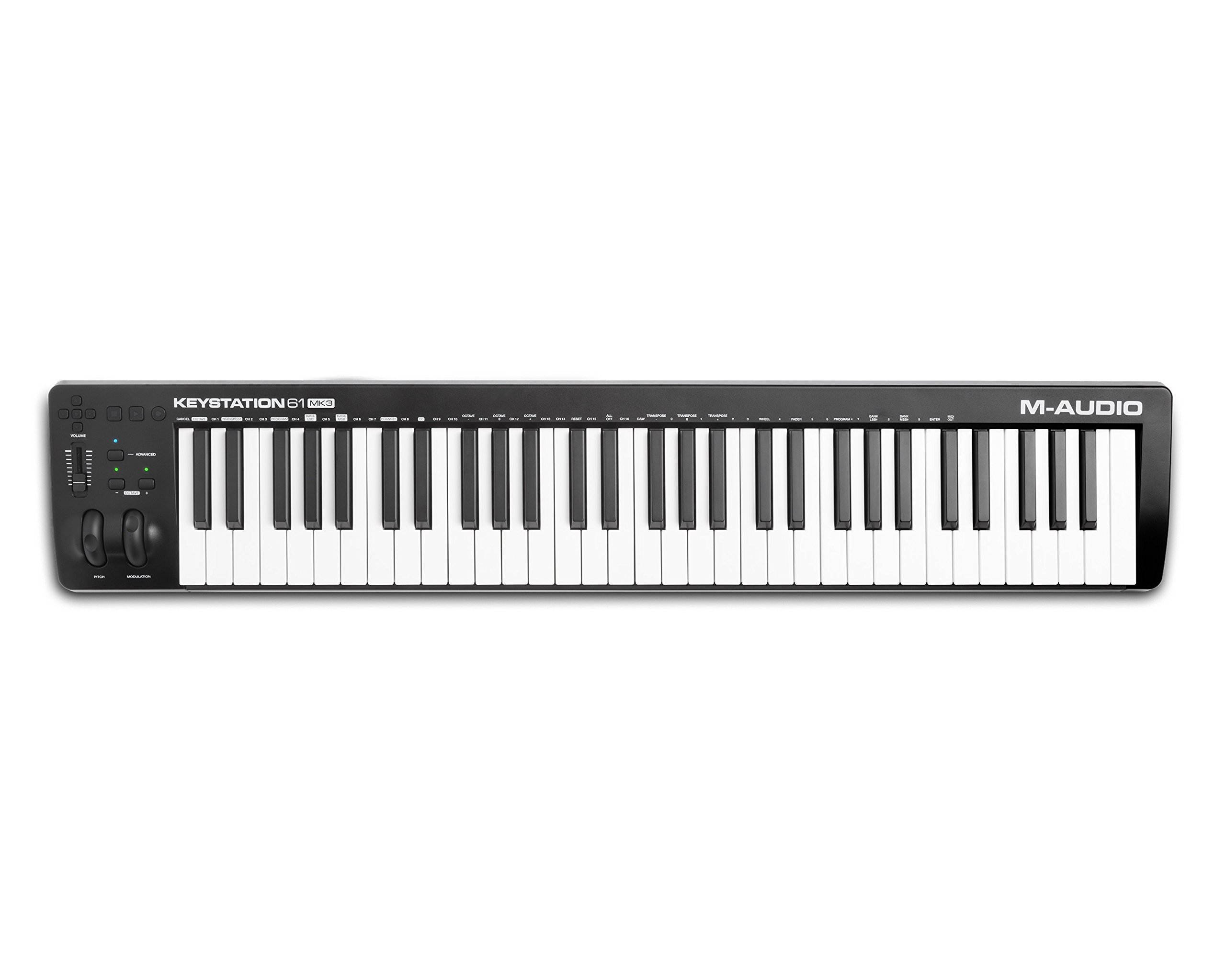 M-Audio Keystation 61 MK3-61 Tuşlu USB MIDI Klavye Controller Mac ve PC için, Ücretsiz Çevrimiçi/Uygulama Dersleri ve Yazılım Prodüksiyon Paketi