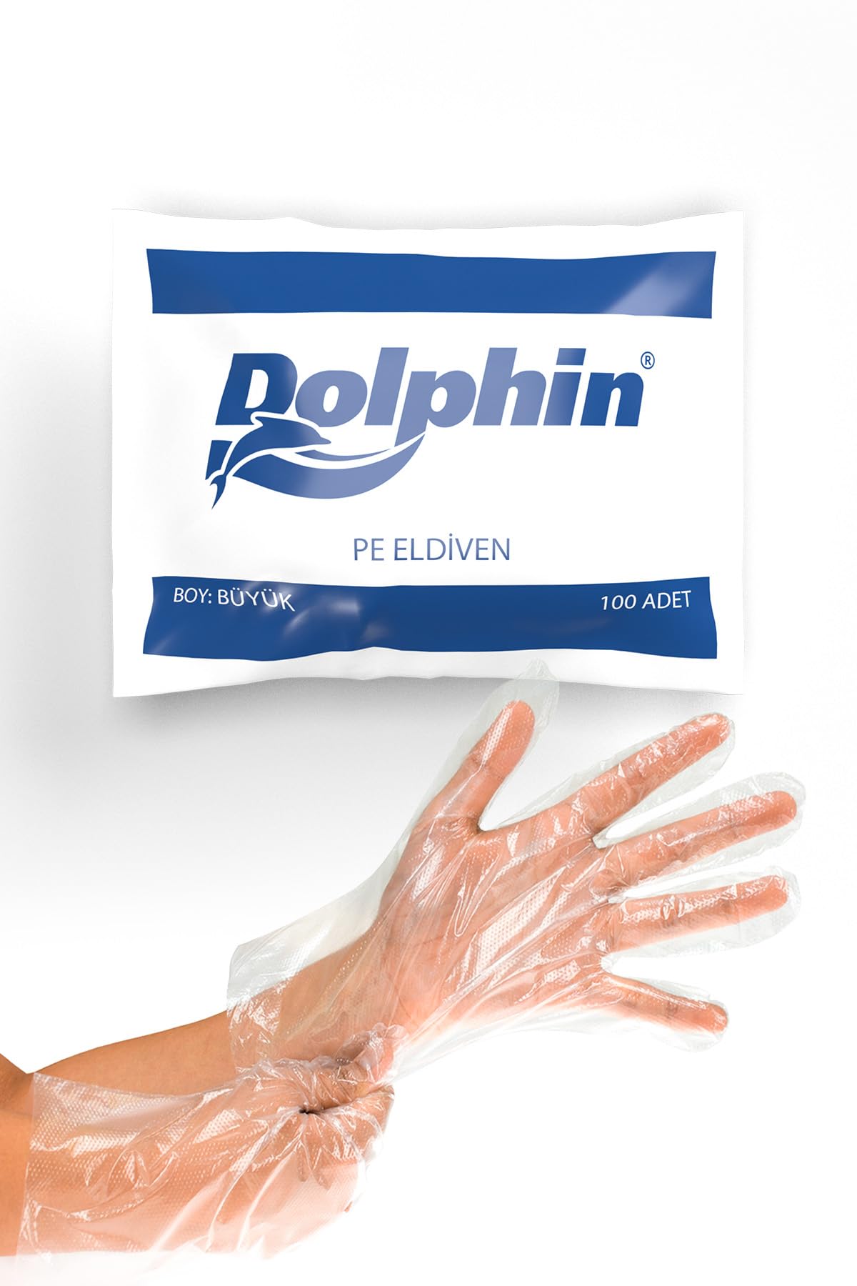 Kullan At Market Dolphin Şeffaf Eldiven Pe 100'lü Paket