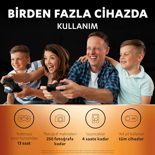 Duracell Şarj Edilebilir Pil AA Kalem (2'li Paket), 1300 mAh NiMH, 2000 Sarj Döngüsü, Önceden Sarj E