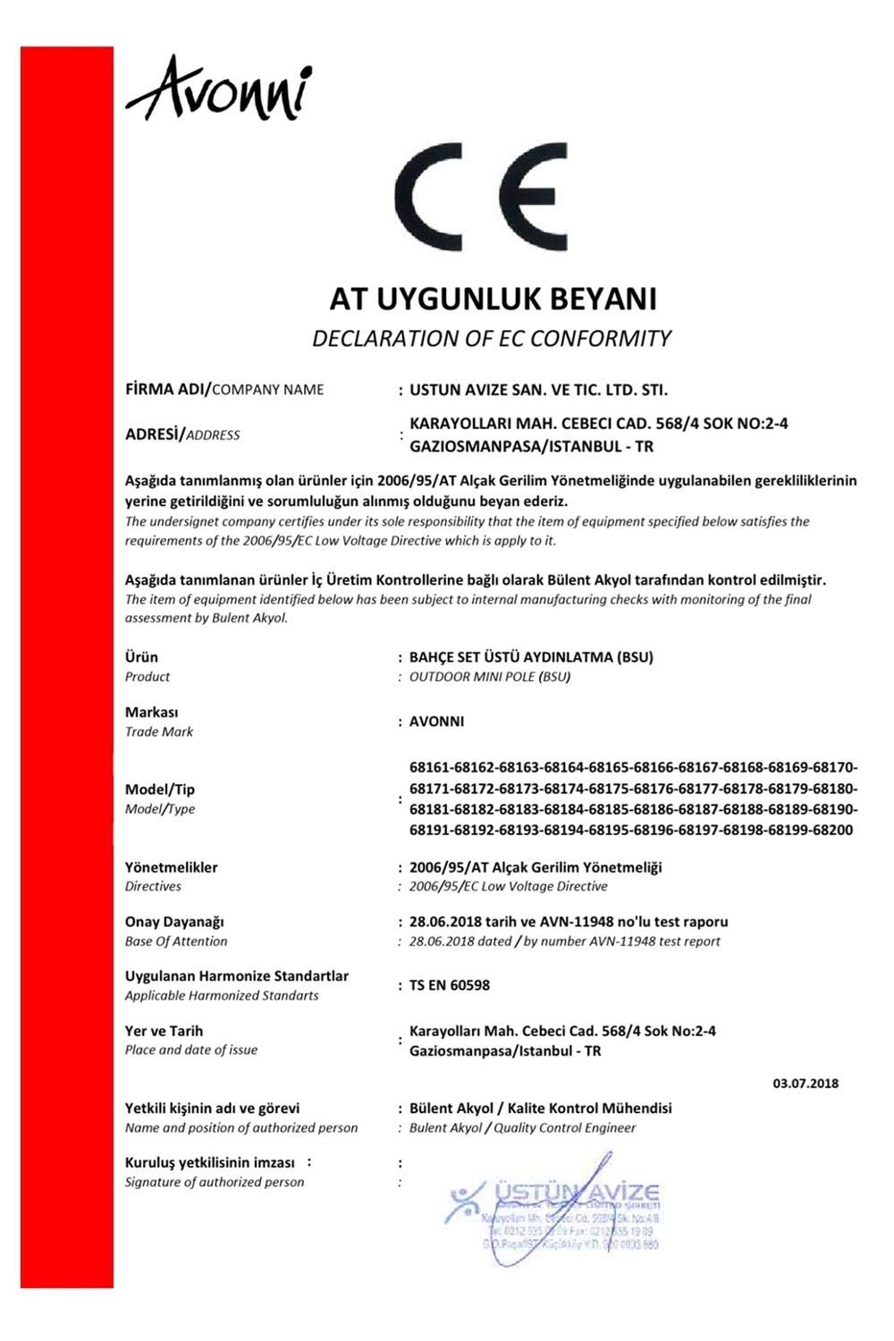 AVONNI BSU-68173-BKR Kahverengi Elektrostatik Toz Boyalı Dış Mekan Aydınlatma, E27, ABS, Polikarbon Cam, 16cm