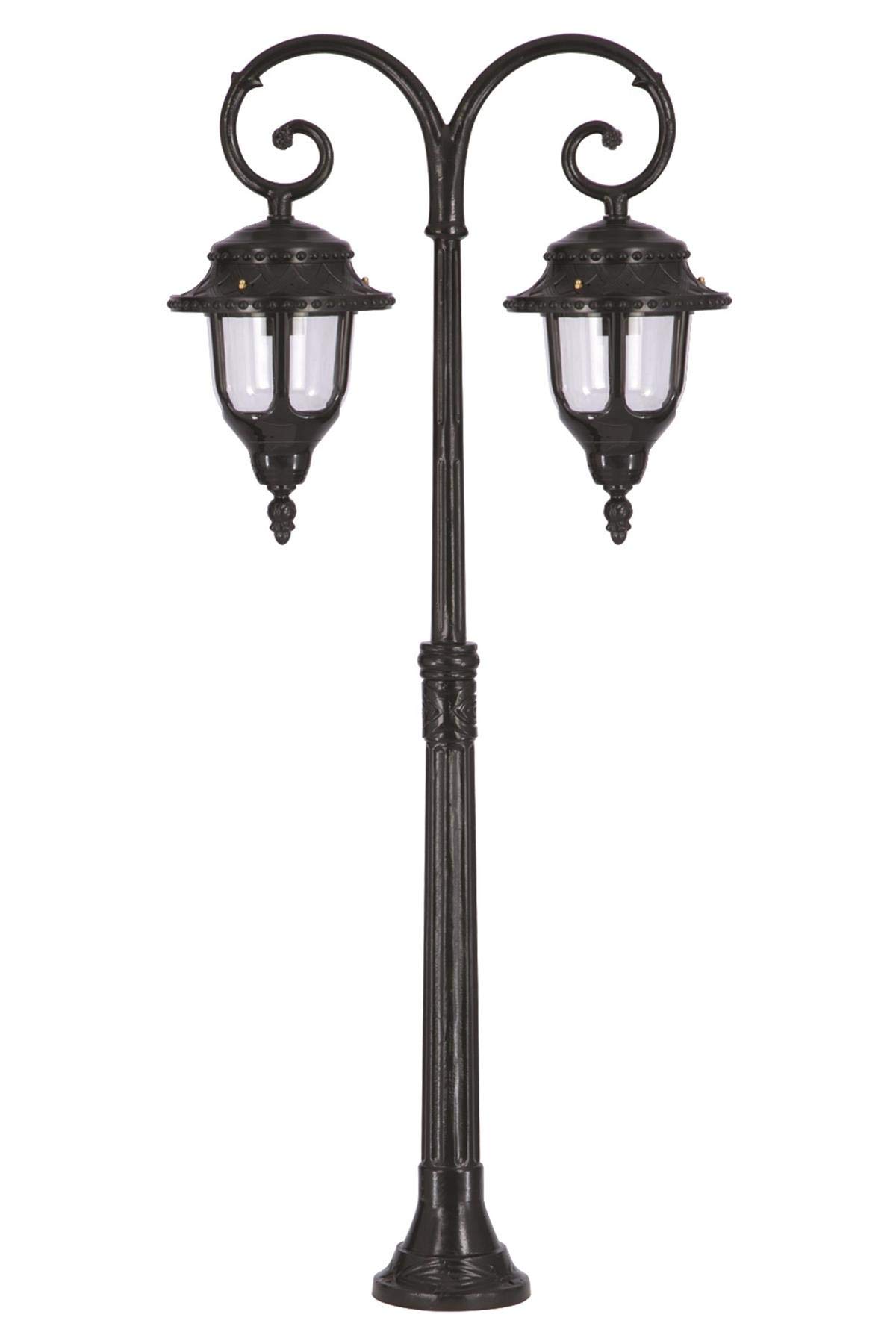AVONNI BSU-68180-2BSY Siyah Elektrostatik Toz Boyalı Dış Mekan Aydınlatma, E27, Çelik Boru, ABS, Polikarbon Cam, 60x25cm