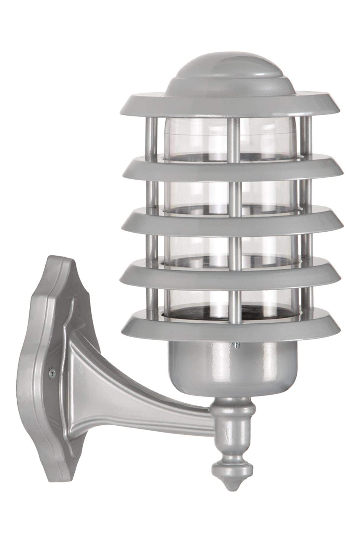 Avonni BAP-68158-BBY Gri Elektrostatik Toz Boyalı Dış Mekan Aydınlatma, E27, Aluminyum, Polikarbon/Akrilik Cam, 24 Cm