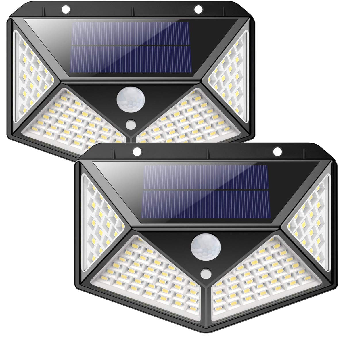 iPosible Dış mekan için solar lambalar, 270° dört taraflı aydınlatma - 2200mAh, 100 LED güneş enerjili lamba, hareket sensörlü, su geçirmez, duvar lambası, güneş enerjili dış mekan lambası, bahçe, avlu için güneş enerjili lamba -【2 adet】