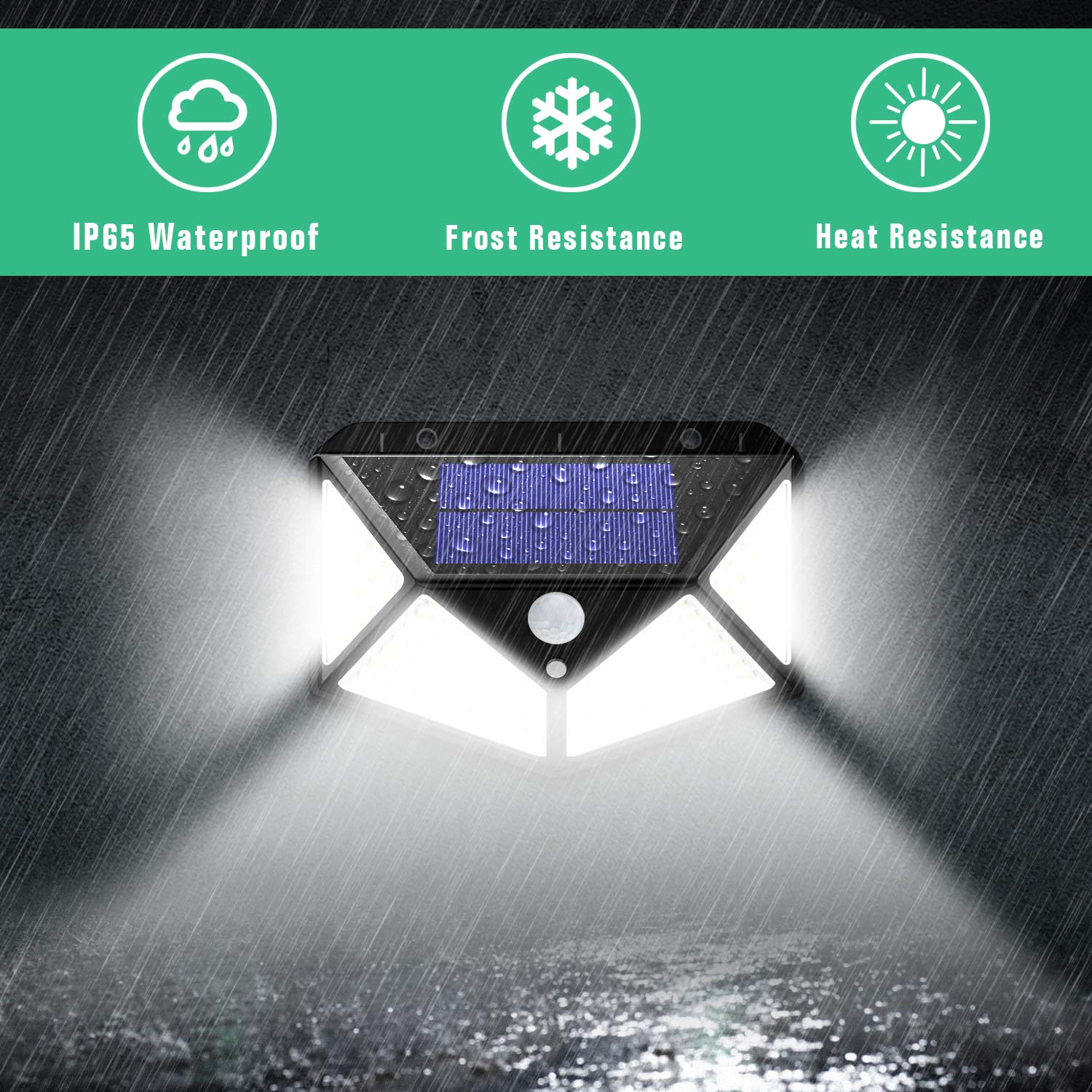 iPosible Dış mekan için solar lambalar, 270° dört taraflı aydınlatma - 2200mAh, 100 LED güneş enerjili lamba, hareket sensörlü, su geçirmez, duvar lambası, güneş enerjili dış mekan lambası, bahçe, avlu için güneş enerjili lamba -【2 adet】