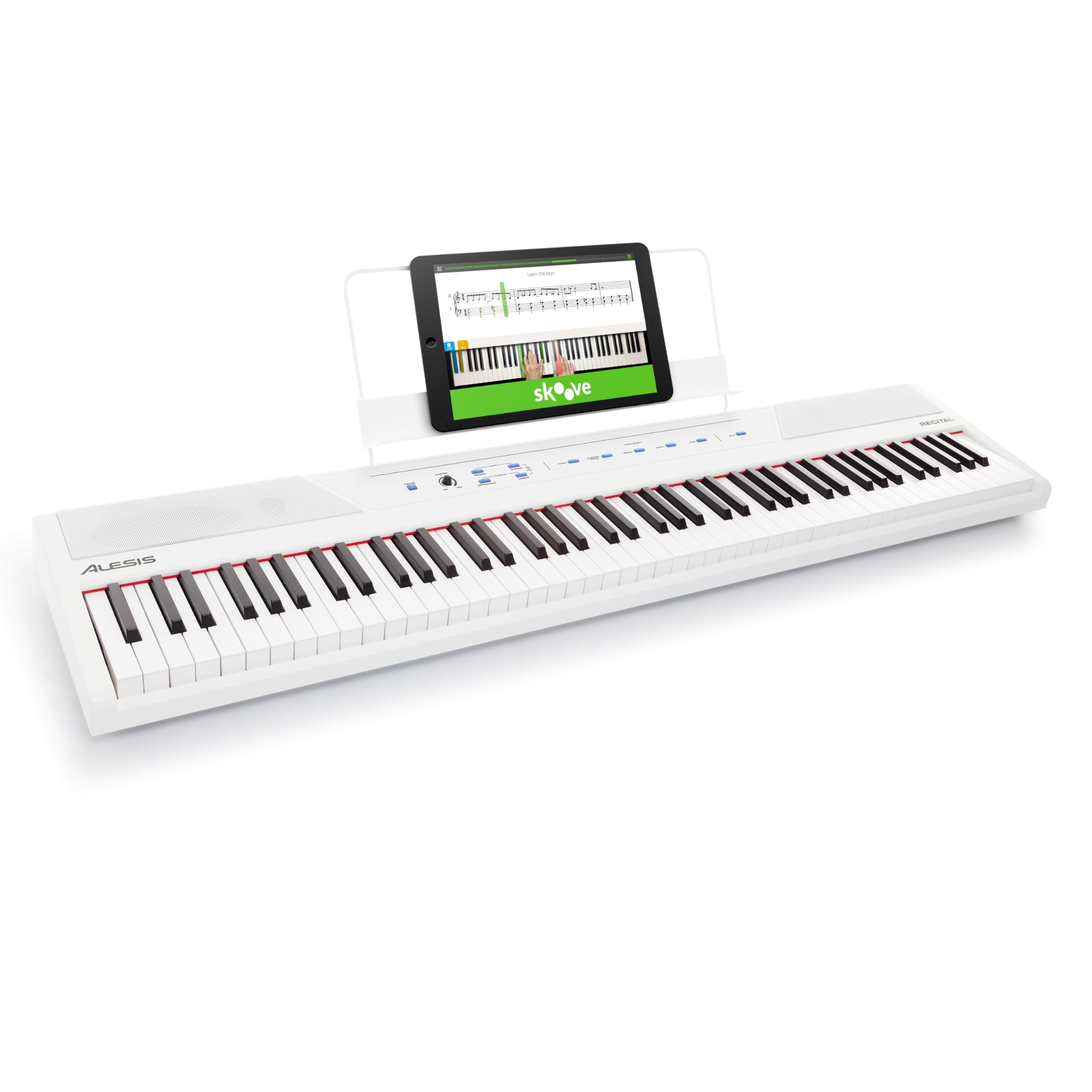 Alesis Recital White Dijital Piano Klavye 88 Tuşlu Yeni Başlayanlar İçin Yarı Ağırlıklı Tuşlu, Dahili Hoparlörlü ve Piano Dersli