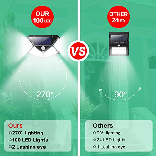 4 Adet Güneş Enerjili Solar Bahçe Duvar Lamba Aydınlatma 100 Led