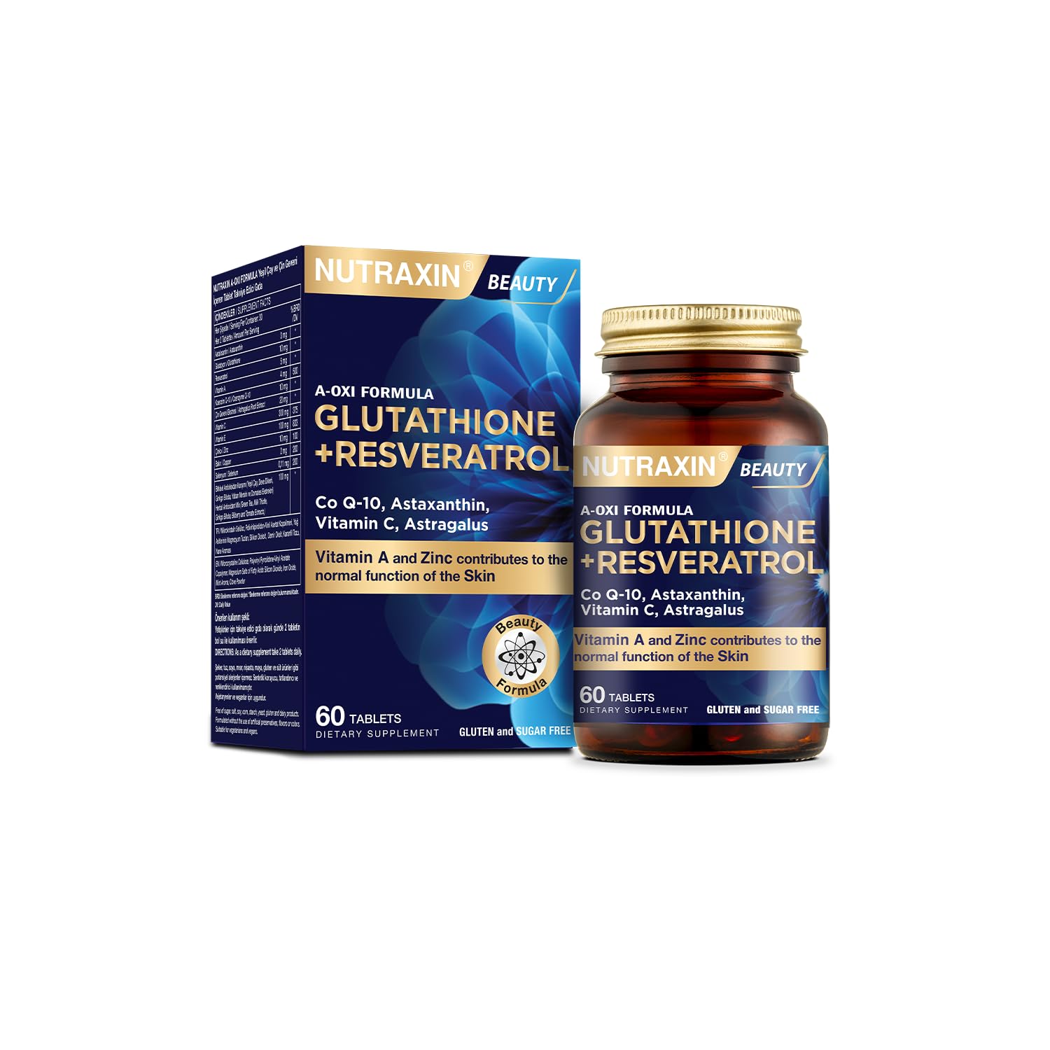 Nutraxin Plus A-Oxi Formula Glutathione + Astaxanthin 60 Tablet Takviye Edici Gıda