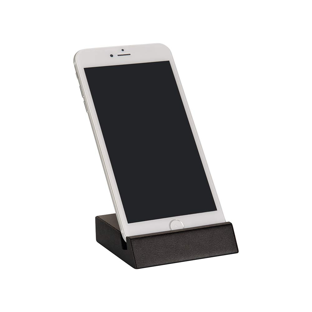 2K Cep Telefonu Stand, Suni Deri Kaplı, Siyah