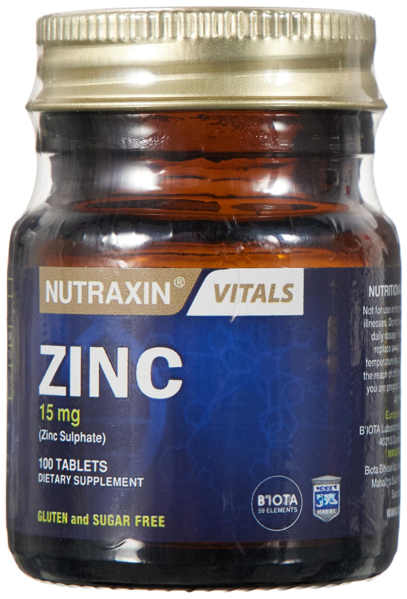 Nutraxin Vitals Zinc 15 mg 100 Tablet Takviye Edici Gıda
