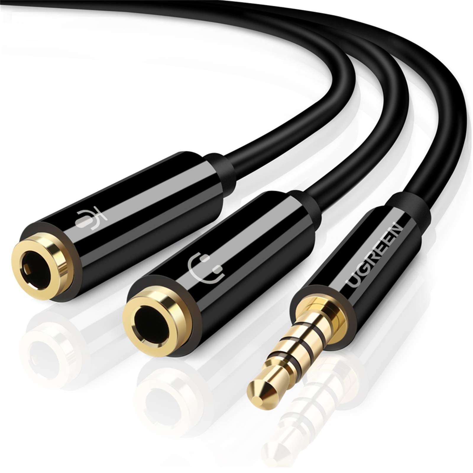 Ugreen Mikrofon ve Kulaklık Ayırıcı 3.5 mm Y Kablo Siyah